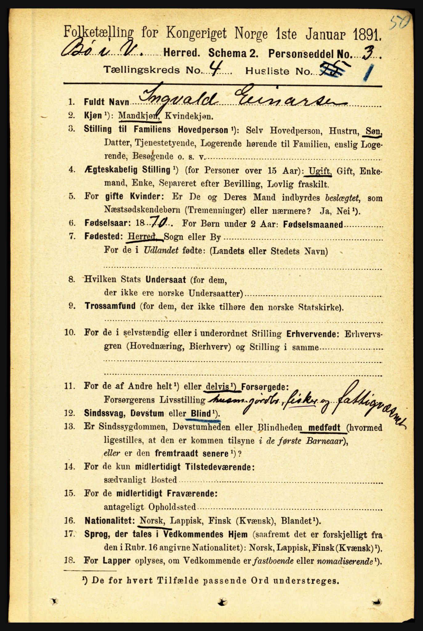 RA, 1891 census for 1867 Bø, 1891, p. 1402