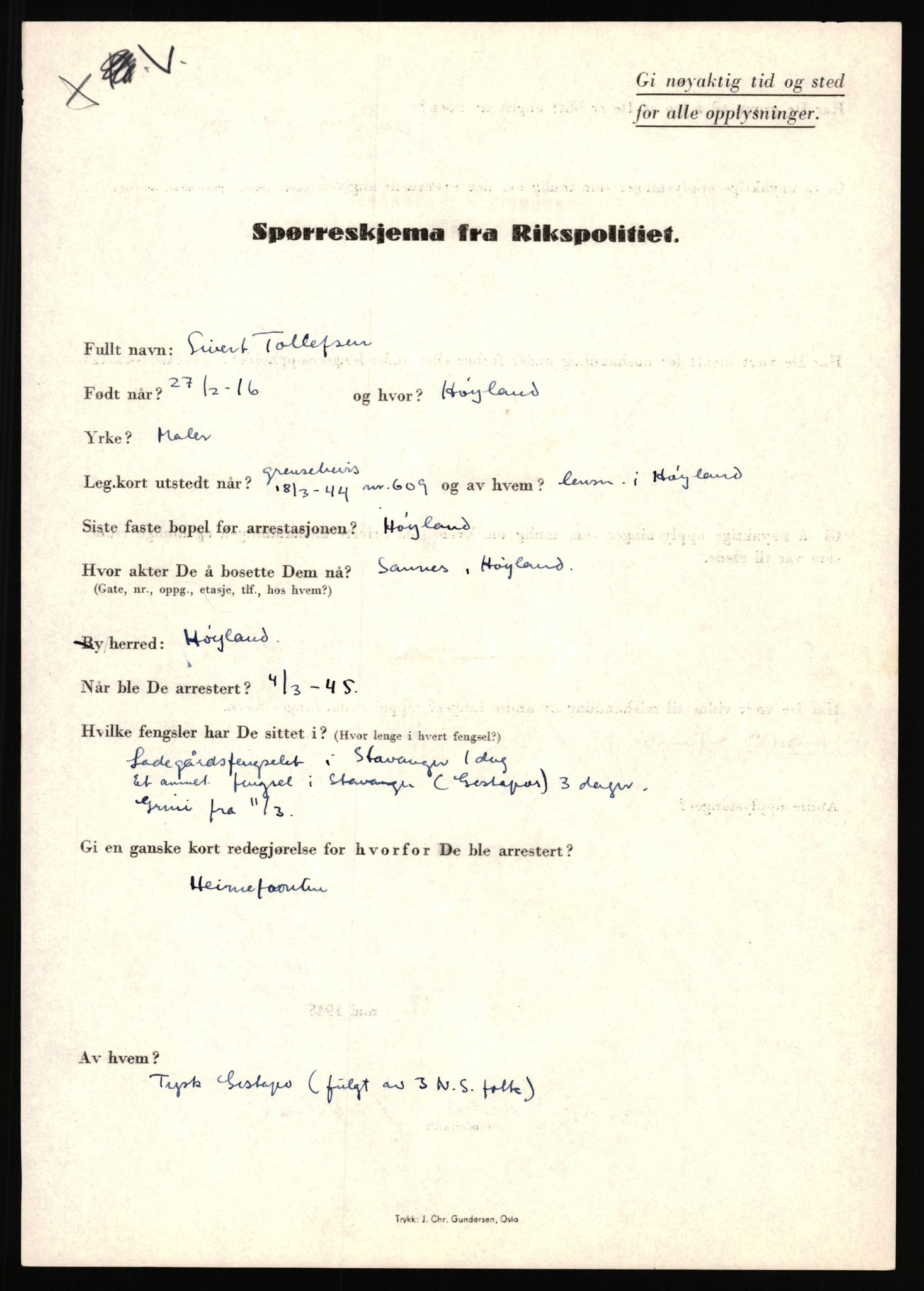 Rikspolitisjefen, AV/RA-S-1560/L/L0017: Tidemann, Hermann G. - Veum, Tjostolv, 1940-1945, p. 101