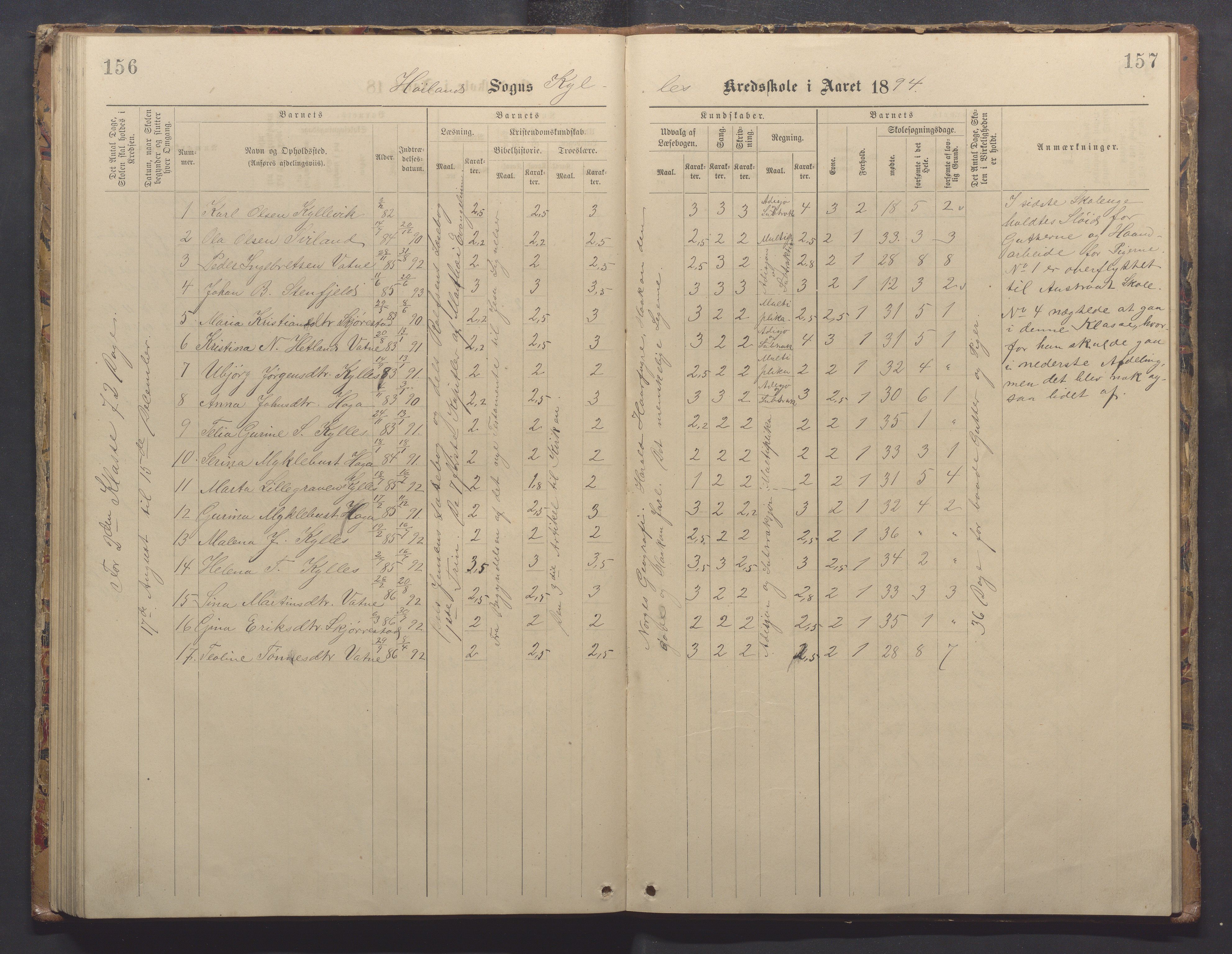 Høyland kommune - Sporaland skole, IKAR/K-100085/E/L0003: Skoleprotokoll, 1888-1910, p. 156-157