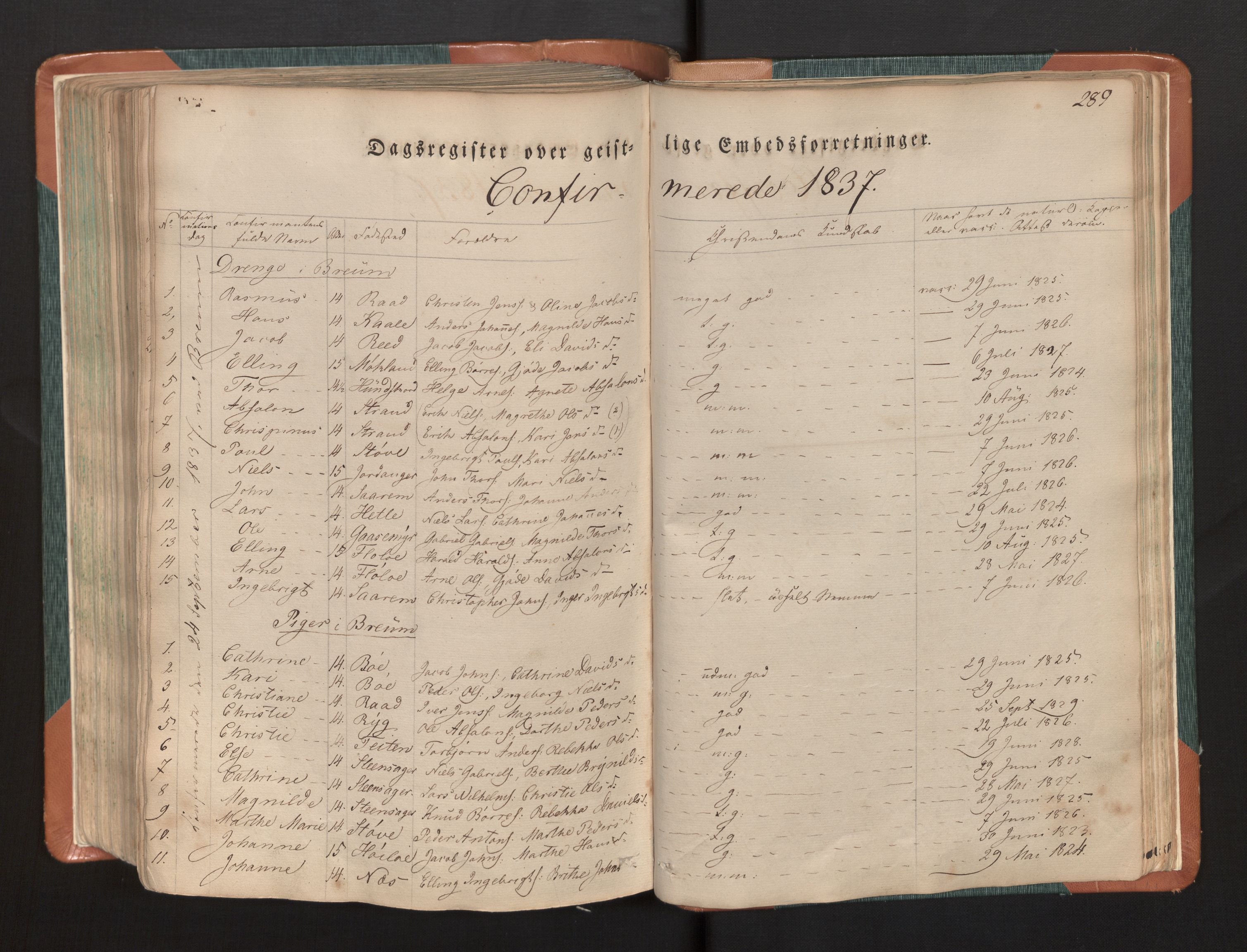 Gloppen sokneprestembete, SAB/A-80101/H/Haa/Haaa/L0007: Parish register (official) no. A 7, 1827-1837, p. 289