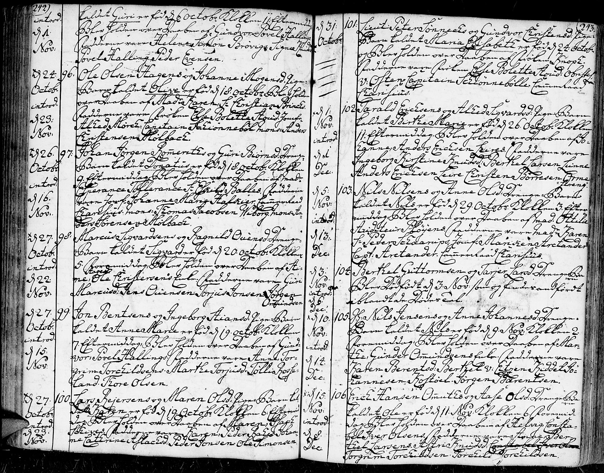 Kristiansand domprosti, AV/SAK-1112-0006/F/Fa/L0002: Parish register (official) no. A 2, 1755-1778, p. 242-243