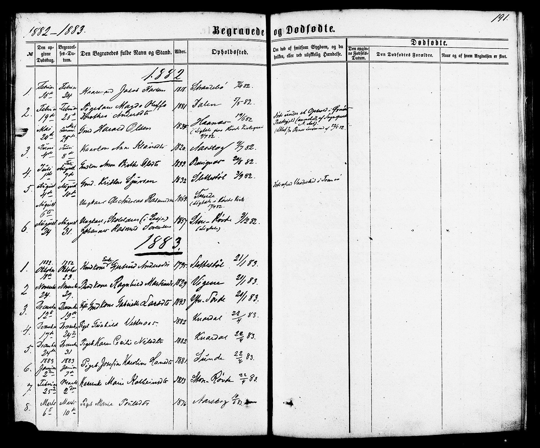 Ministerialprotokoller, klokkerbøker og fødselsregistre - Møre og Romsdal, SAT/A-1454/504/L0055: Parish register (official) no. 504A02, 1861-1884, p. 191