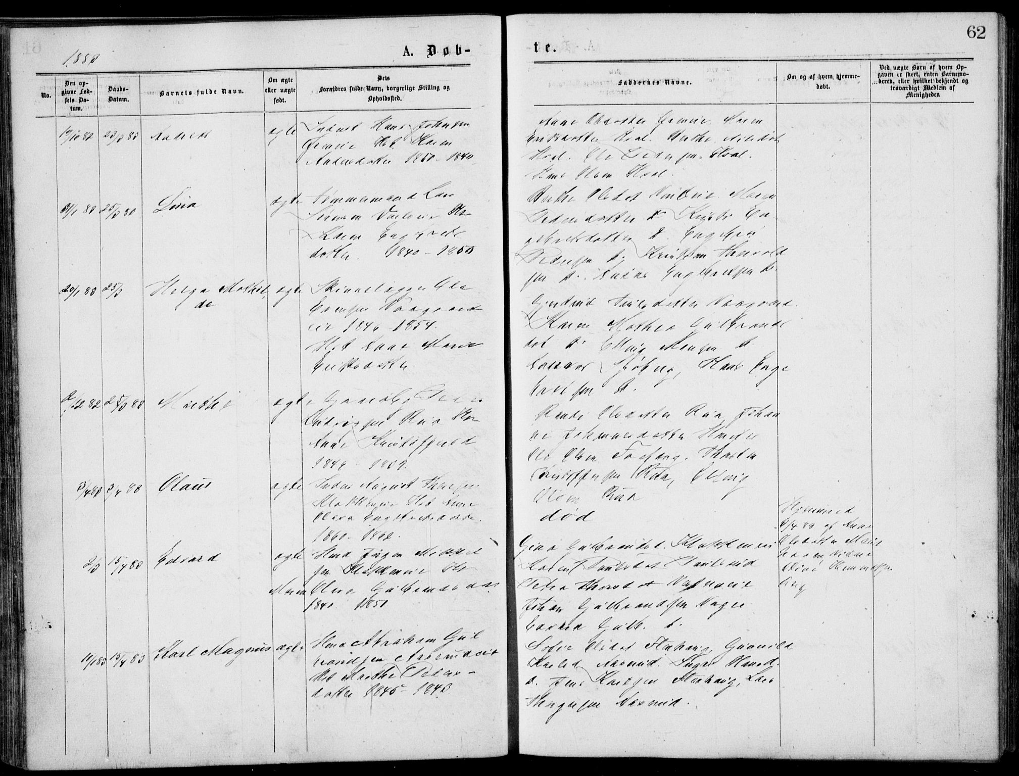 Norderhov kirkebøker, SAKO/A-237/G/Gb/L0001: Parish register (copy) no. II 1, 1876-1899, p. 62