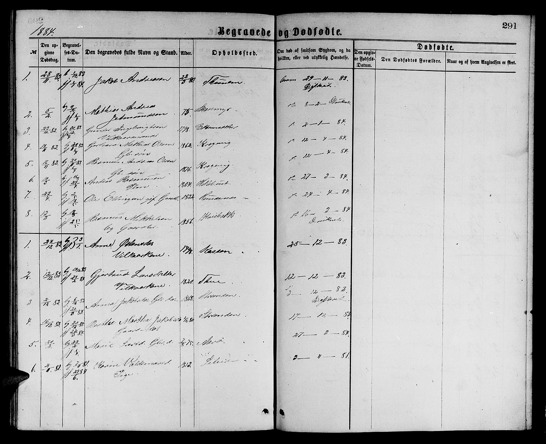 Ministerialprotokoller, klokkerbøker og fødselsregistre - Møre og Romsdal, SAT/A-1454/501/L0016: Parish register (copy) no. 501C02, 1868-1884, p. 291