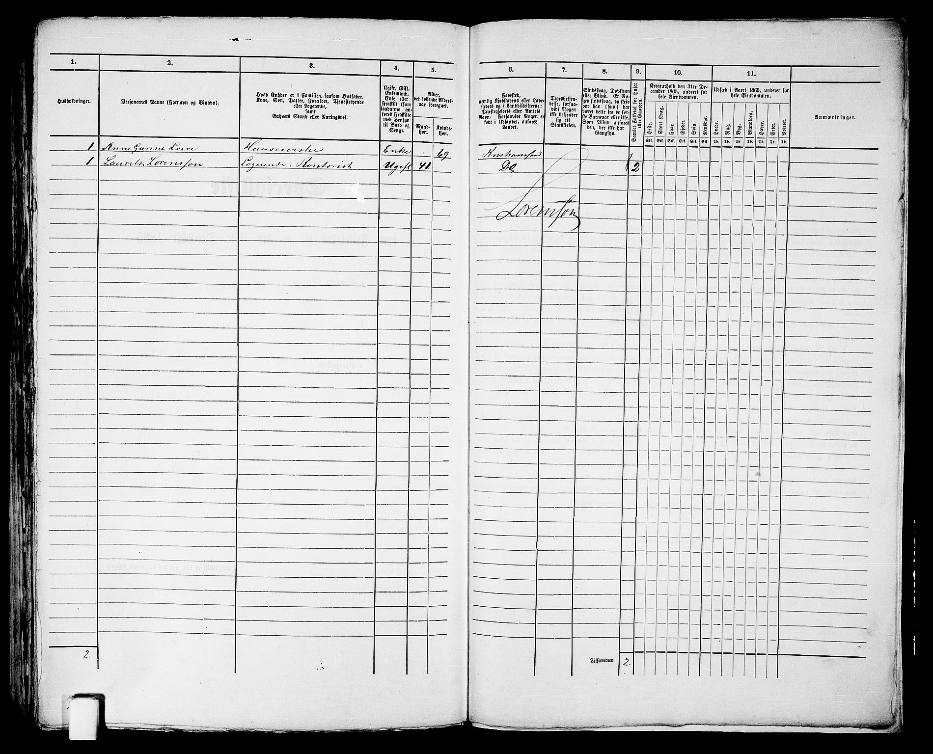 RA, 1865 census for Kristiansand, 1865, p. 1532