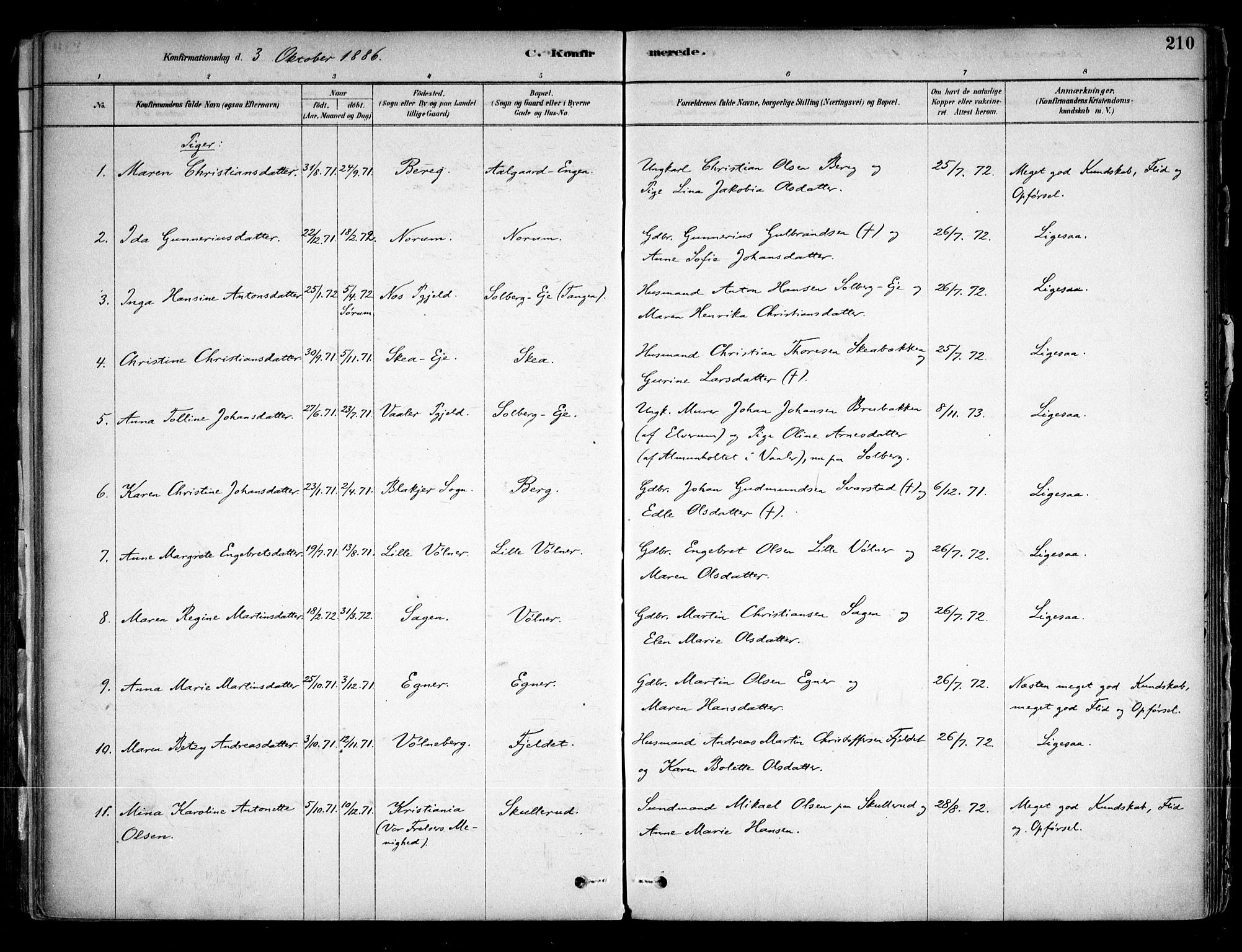 Sørum prestekontor Kirkebøker, AV/SAO-A-10303/F/Fa/L0007: Parish register (official) no. I 7, 1878-1914, p. 210