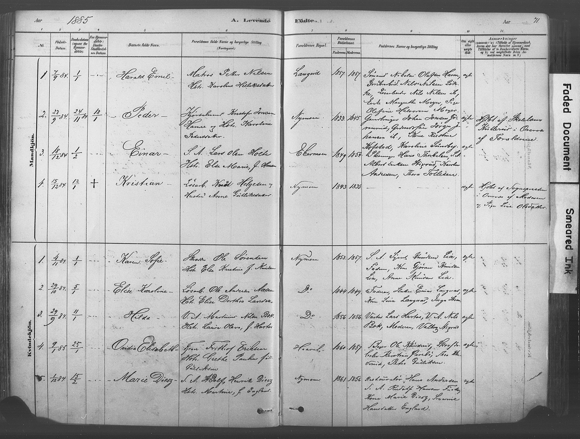 Kongsberg kirkebøker, SAKO/A-22/F/Fb/L0001: Parish register (official) no. II 1, 1878-1886, p. 71