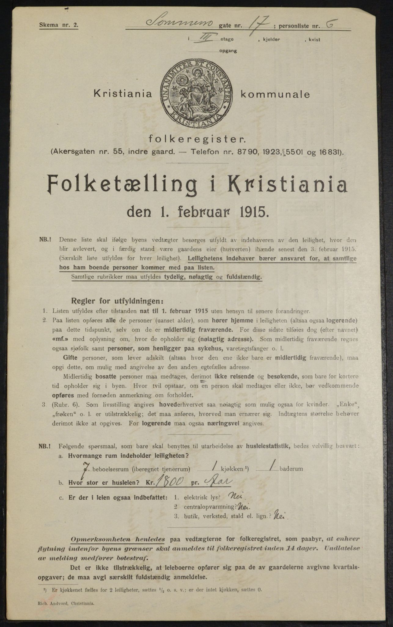 OBA, Municipal Census 1915 for Kristiania, 1915, p. 99605