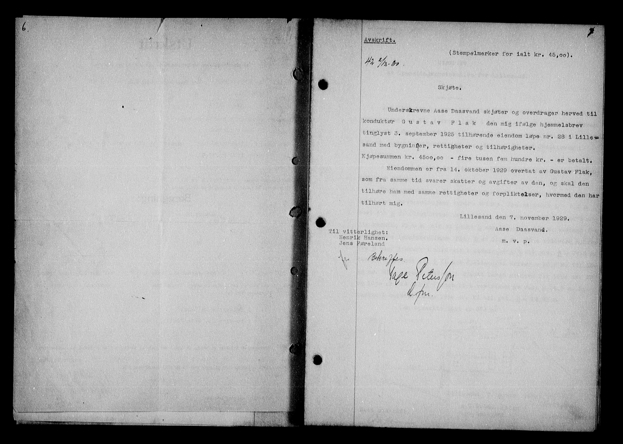 Vestre Nedenes/Sand sorenskriveri, AV/SAK-1221-0010/G/Gb/Gba/L0040: Mortgage book no. 66, 1930-1932, p. 6-7