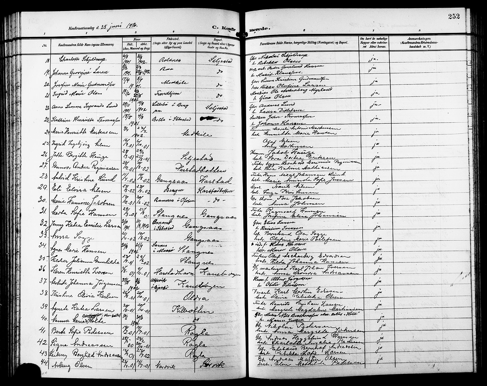 Trondenes sokneprestkontor, SATØ/S-1319/H/Hb/L0012klokker: Parish register (copy) no. 12, 1907-1916, p. 252