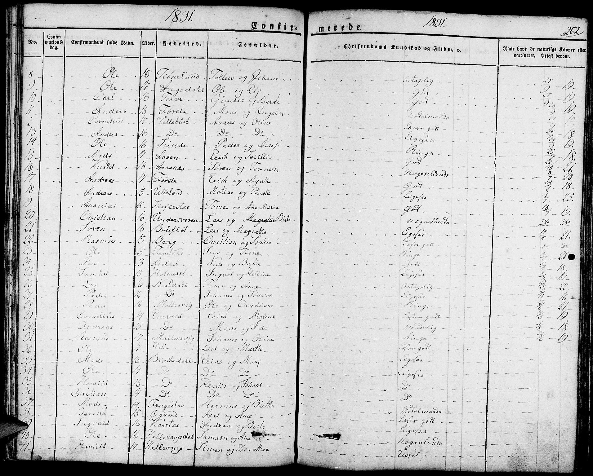 Førde sokneprestembete, AV/SAB-A-79901/H/Haa/Haaa/L0006: Parish register (official) no. A 6, 1821-1842, p. 262