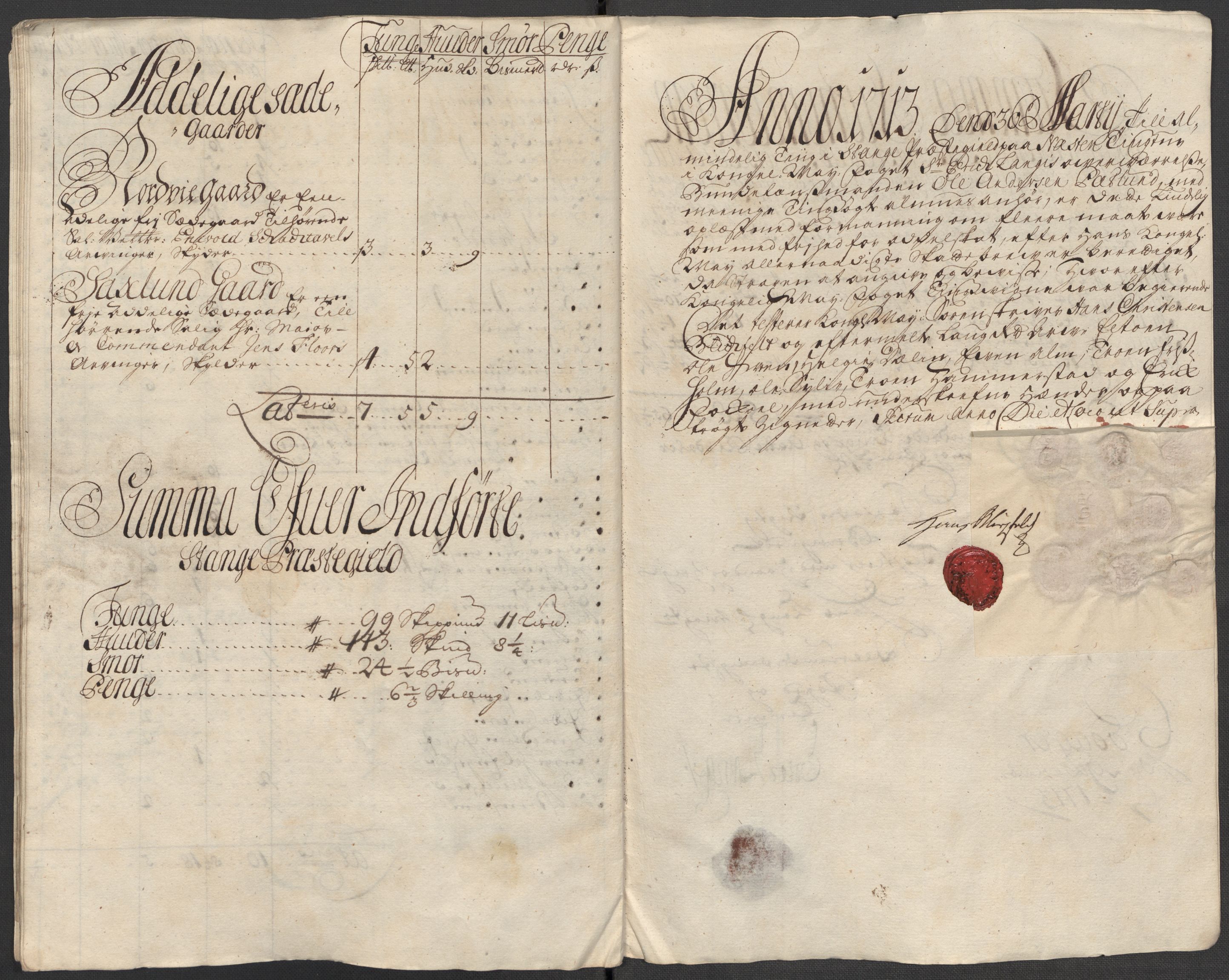 Rentekammeret inntil 1814, Reviderte regnskaper, Fogderegnskap, AV/RA-EA-4092/R16/L1050: Fogderegnskap Hedmark, 1713, p. 447