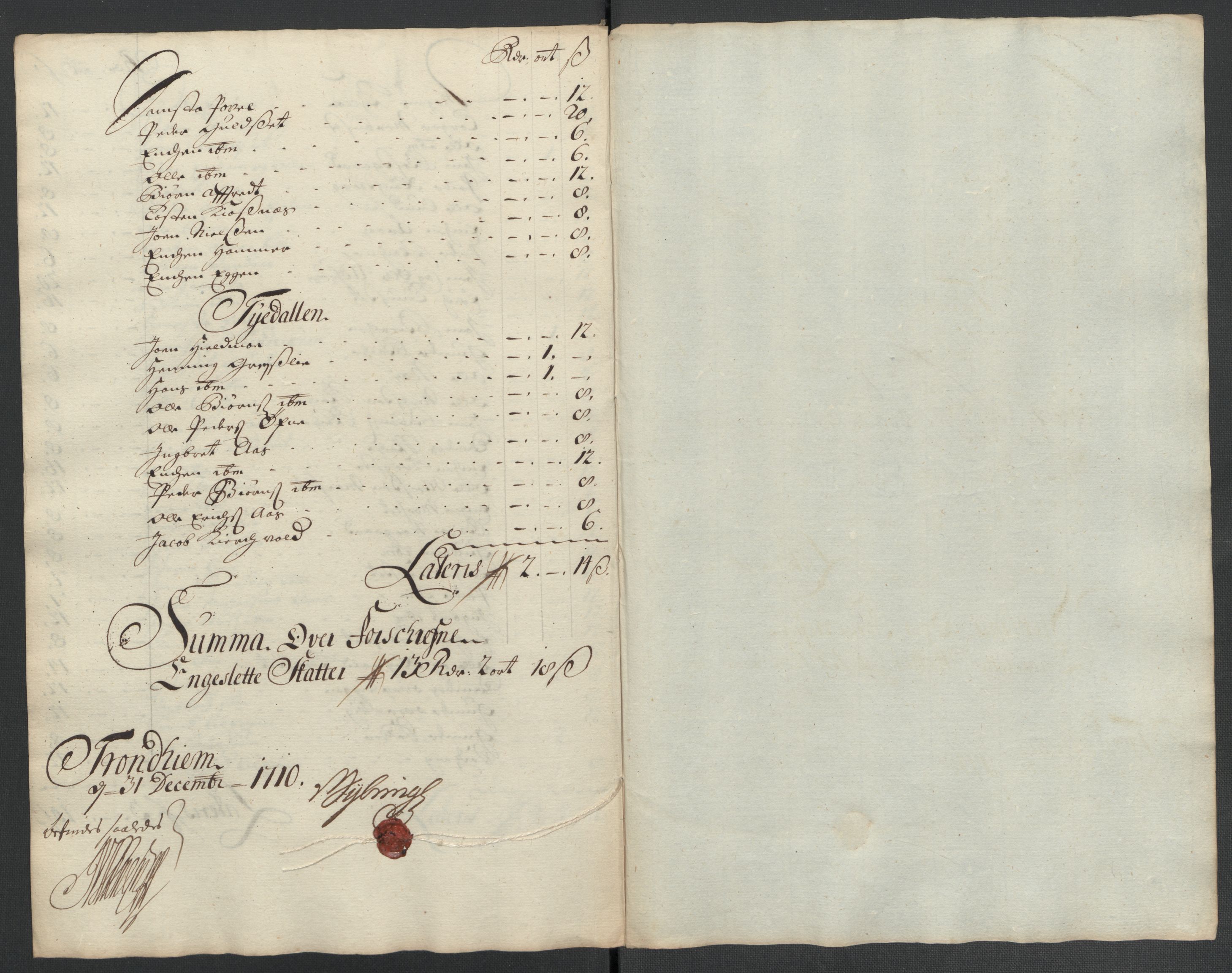 Rentekammeret inntil 1814, Reviderte regnskaper, Fogderegnskap, RA/EA-4092/R61/L4111: Fogderegnskap Strinda og Selbu, 1709-1710, p. 111