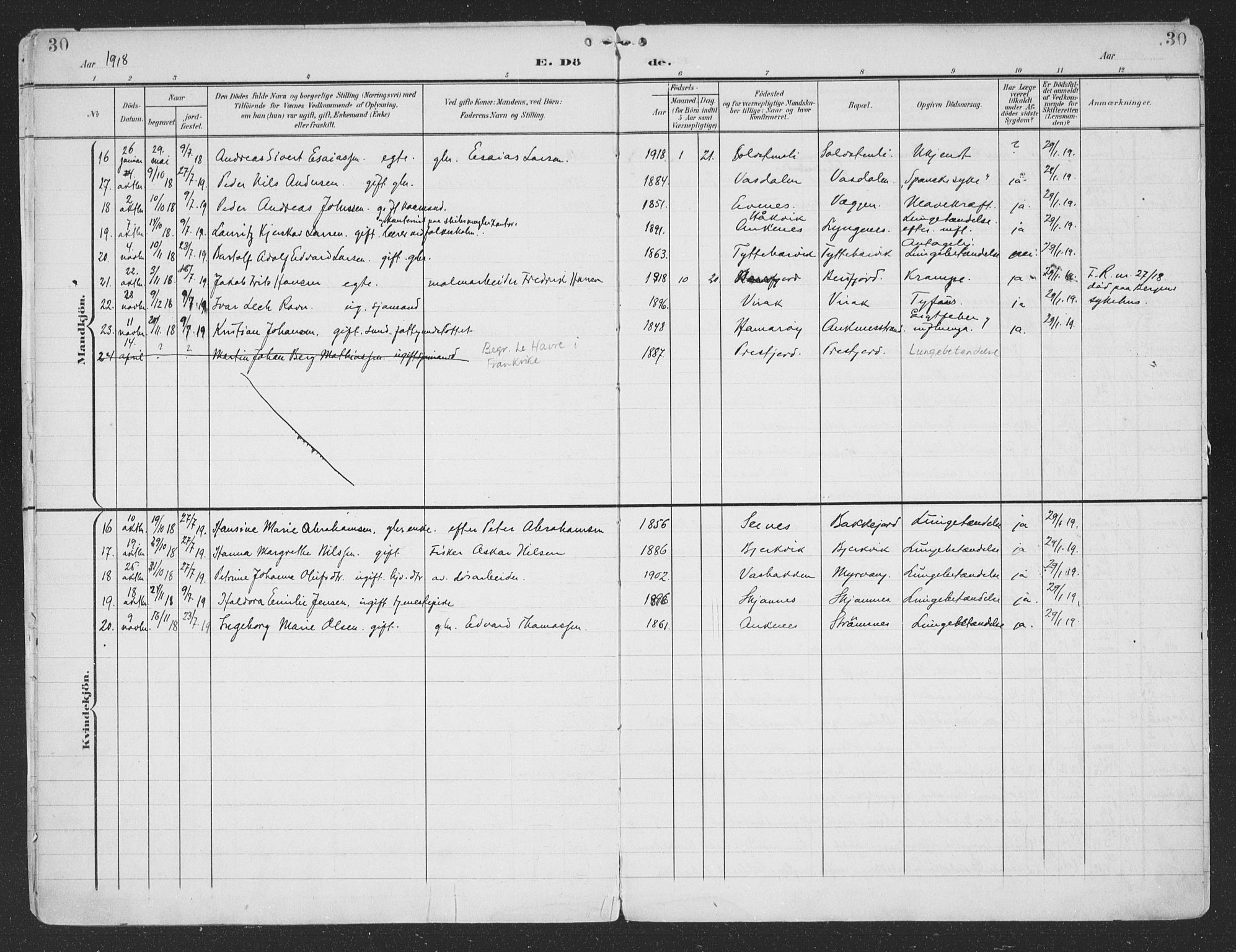Ministerialprotokoller, klokkerbøker og fødselsregistre - Nordland, SAT/A-1459/866/L0940: Parish register (official) no. 866A03, 1902-1926, p. 30