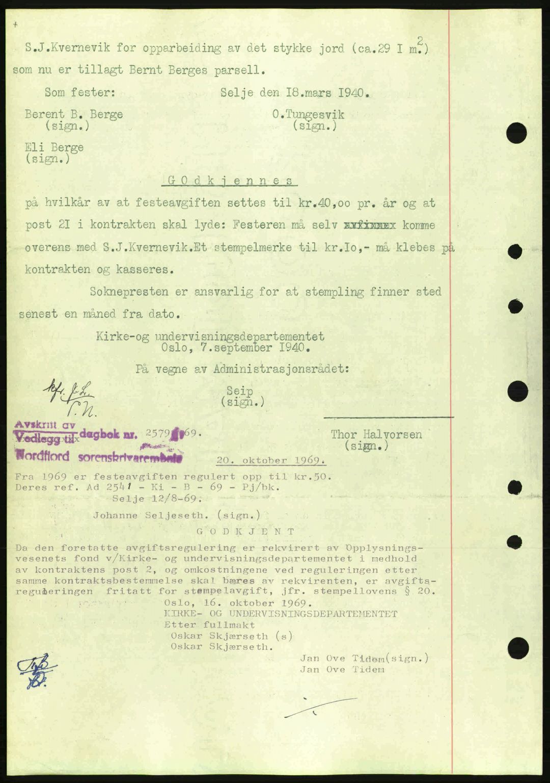 Nordfjord sorenskriveri, AV/SAB-A-2801/02/02b/02bj/L0006: Mortgage book no. A6, 1940-1941, Diary no: : 105/1941