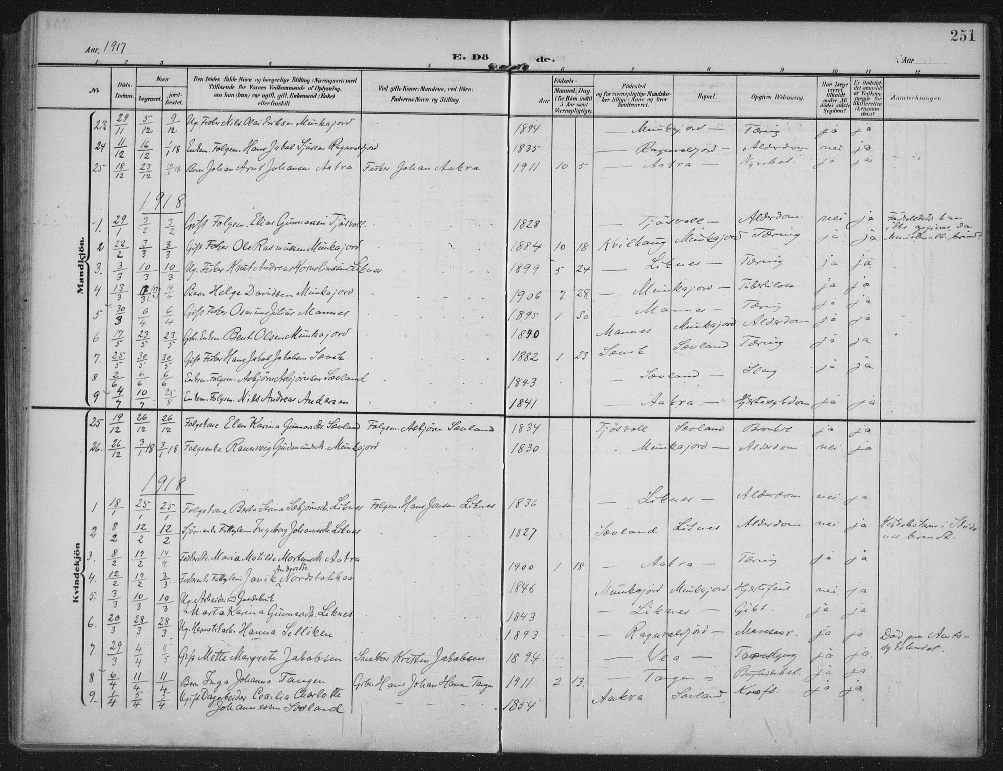 Kopervik sokneprestkontor, AV/SAST-A-101850/H/Ha/Haa/L0005: Parish register (official) no. A 5, 1906-1924, p. 251