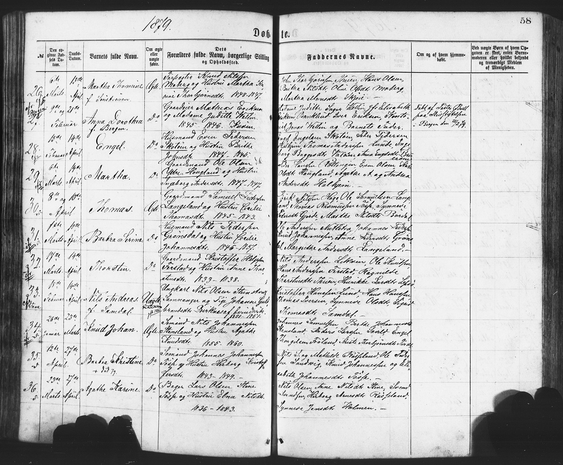 Os sokneprestembete, AV/SAB-A-99929: Parish register (official) no. A 18, 1874-1884, p. 58