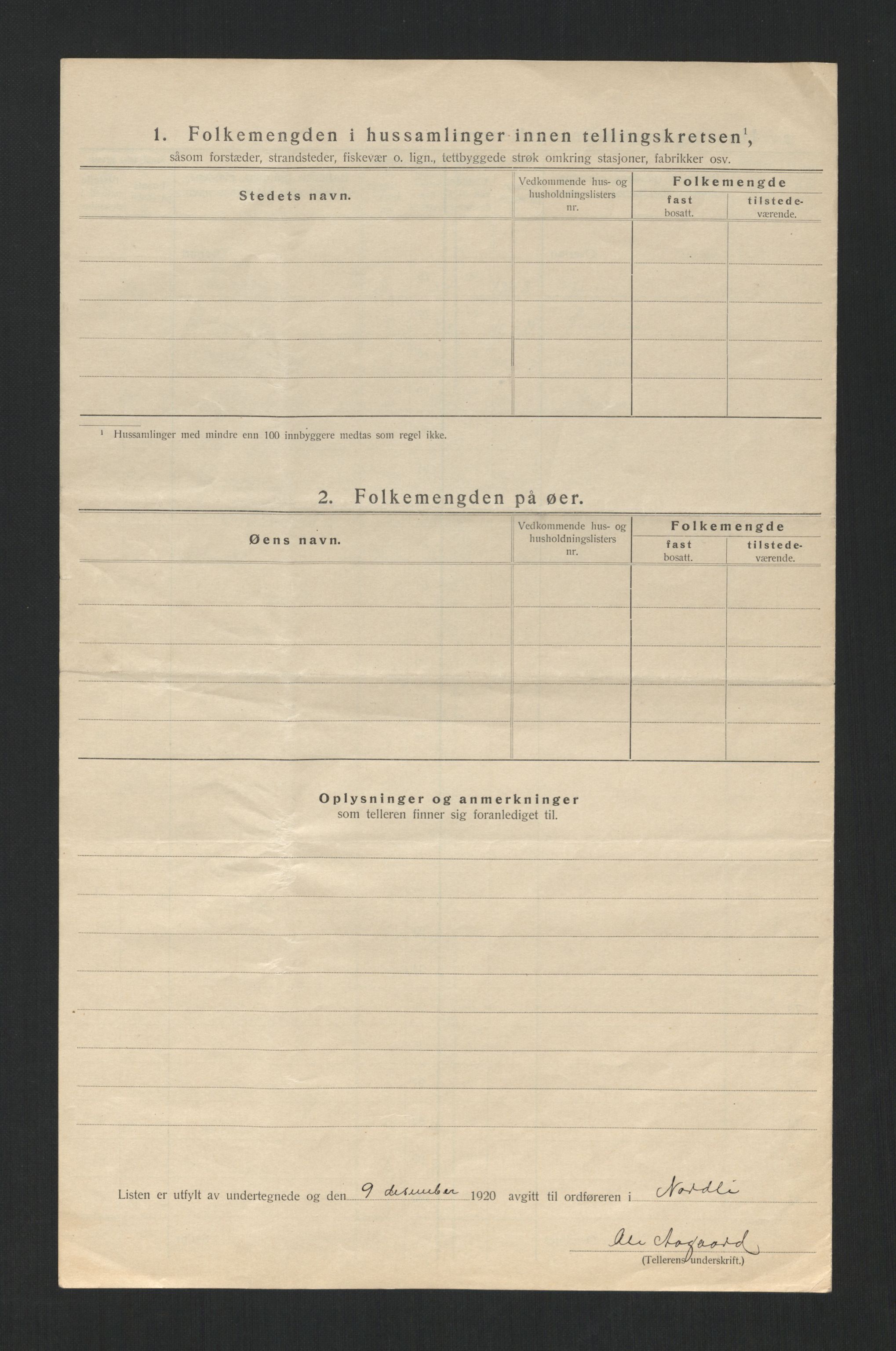 SAT, 1920 census for Nordli, 1920, p. 18