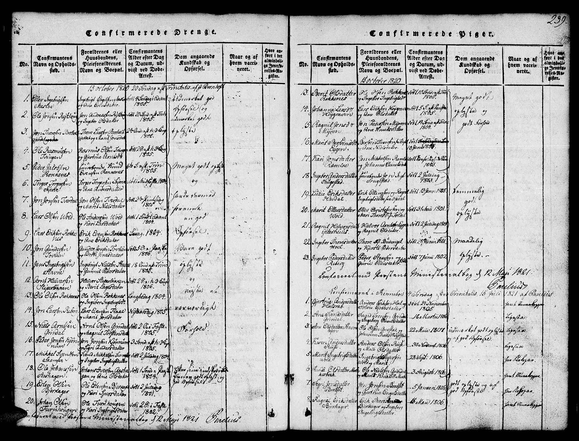 Ministerialprotokoller, klokkerbøker og fødselsregistre - Sør-Trøndelag, SAT/A-1456/674/L0874: Parish register (copy) no. 674C01, 1816-1860, p. 239