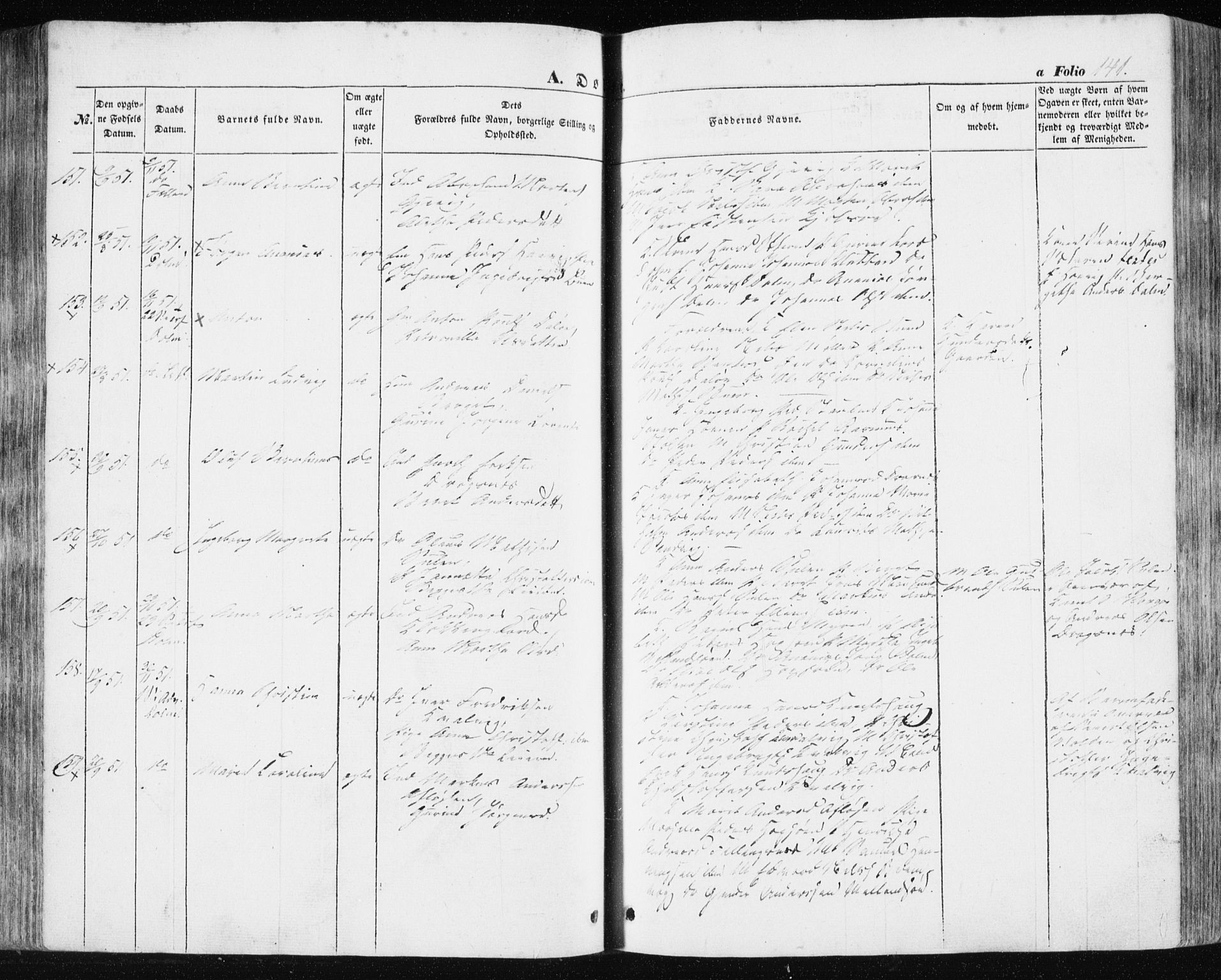 Ministerialprotokoller, klokkerbøker og fødselsregistre - Sør-Trøndelag, AV/SAT-A-1456/634/L0529: Parish register (official) no. 634A05, 1843-1851, p. 141