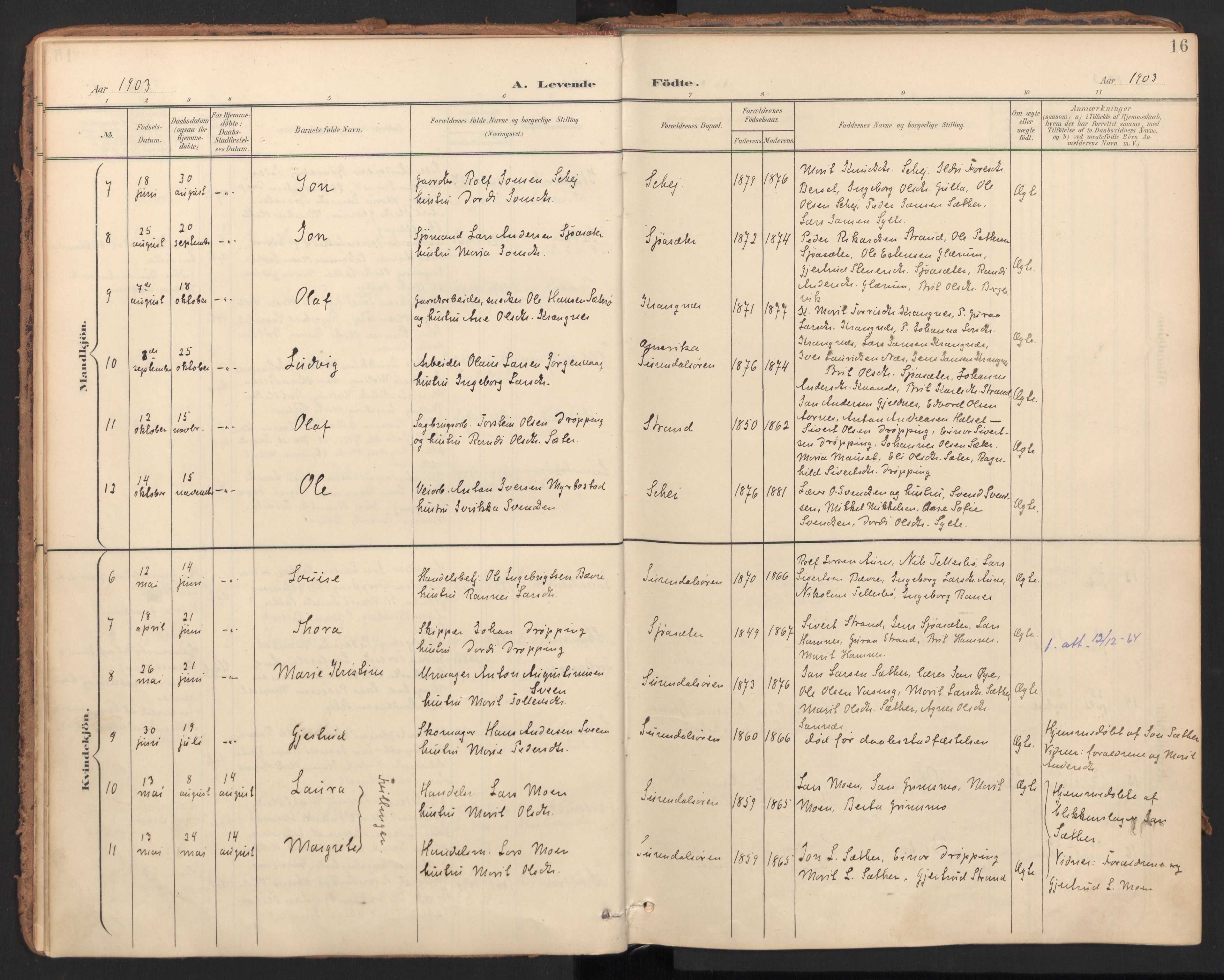 Ministerialprotokoller, klokkerbøker og fødselsregistre - Møre og Romsdal, AV/SAT-A-1454/596/L1057: Parish register (official) no. 596A02, 1900-1917, p. 16