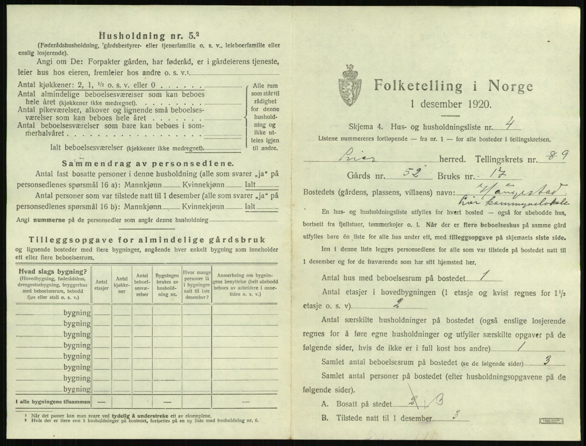 SAKO, 1920 census for Lier, 1920, p. 1449