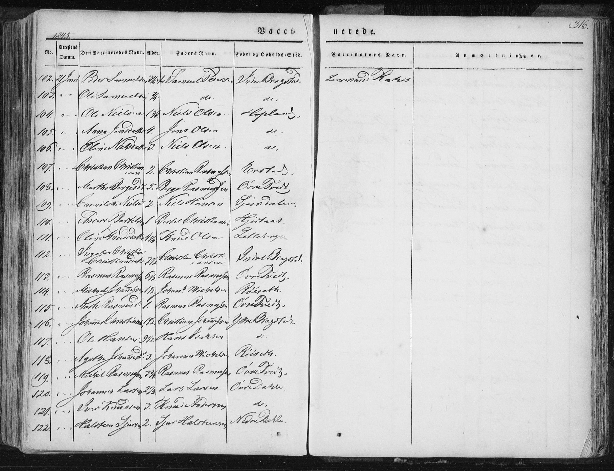 Hamre sokneprestembete, AV/SAB-A-75501/H/Ha/Haa/Haaa/L0012: Parish register (official) no. A 12, 1834-1845, p. 316