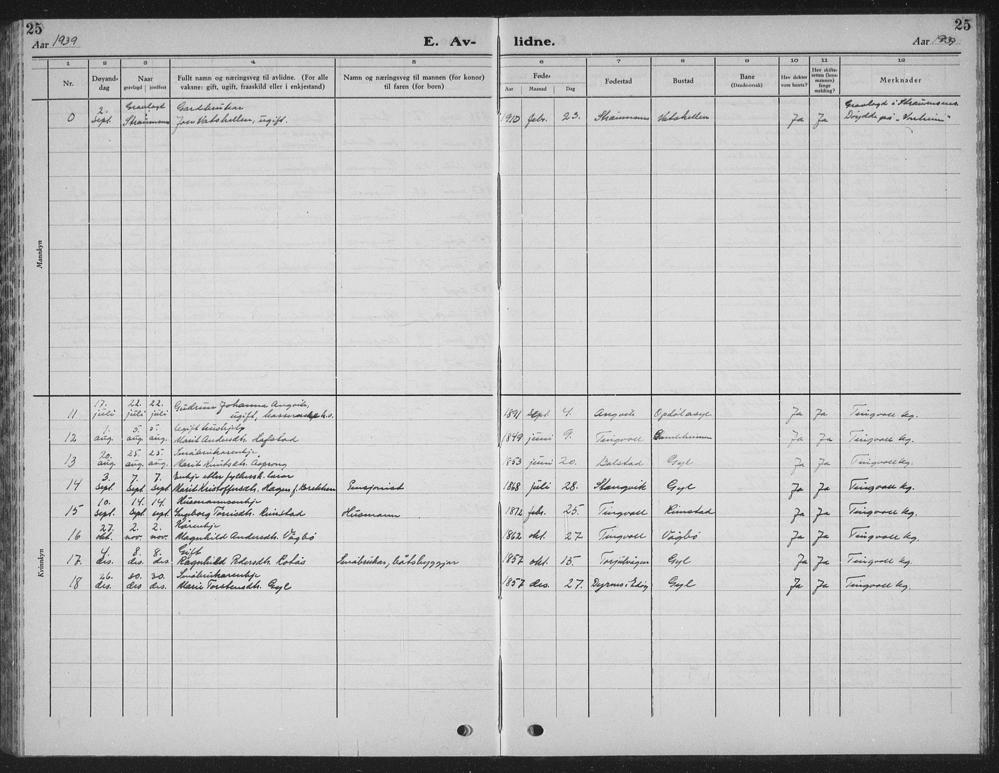 Ministerialprotokoller, klokkerbøker og fødselsregistre - Møre og Romsdal, AV/SAT-A-1454/586/L0995: Parish register (copy) no. 586C06, 1928-1943, p. 25