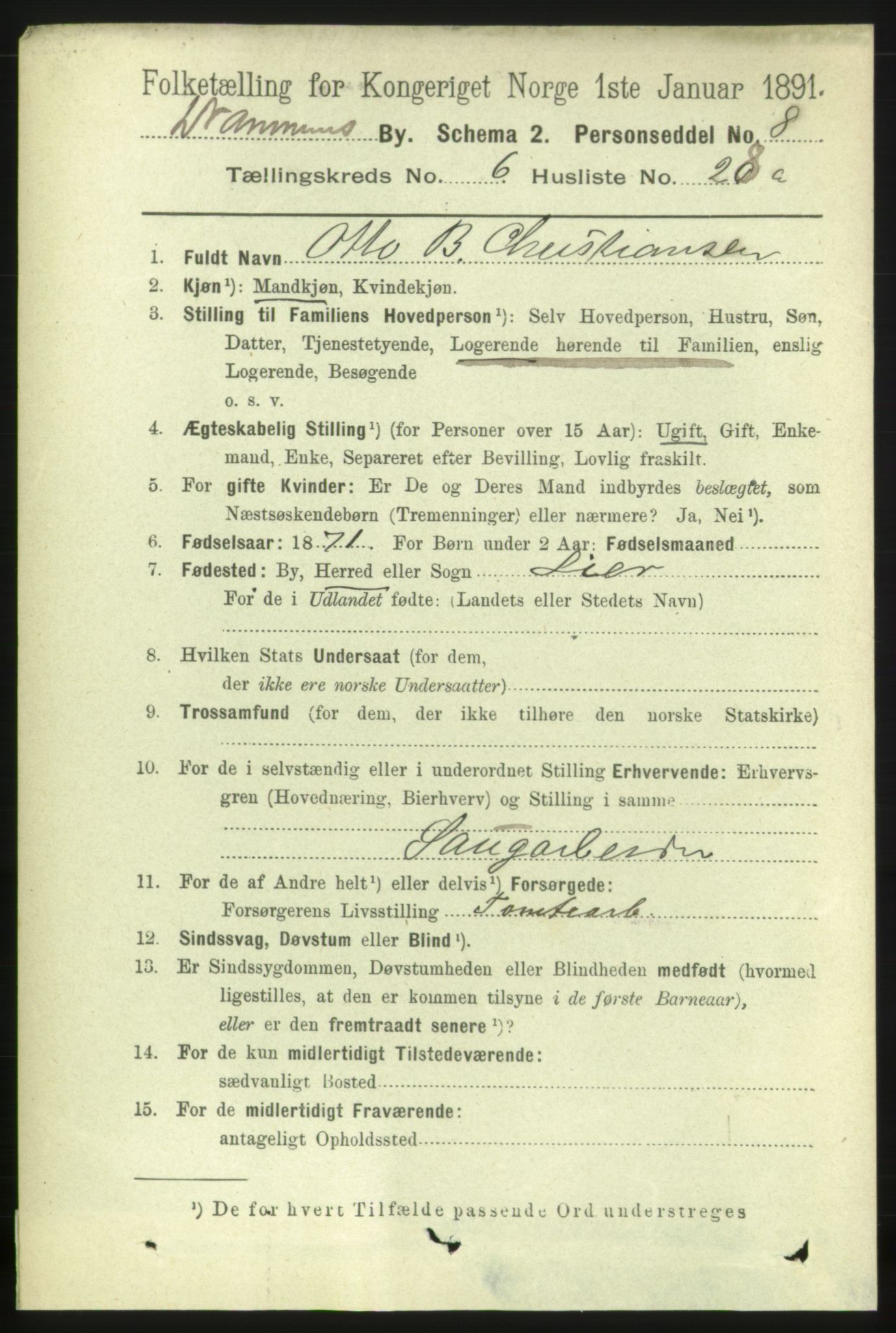 RA, 1891 census for 0602 Drammen, 1891, p. 6349