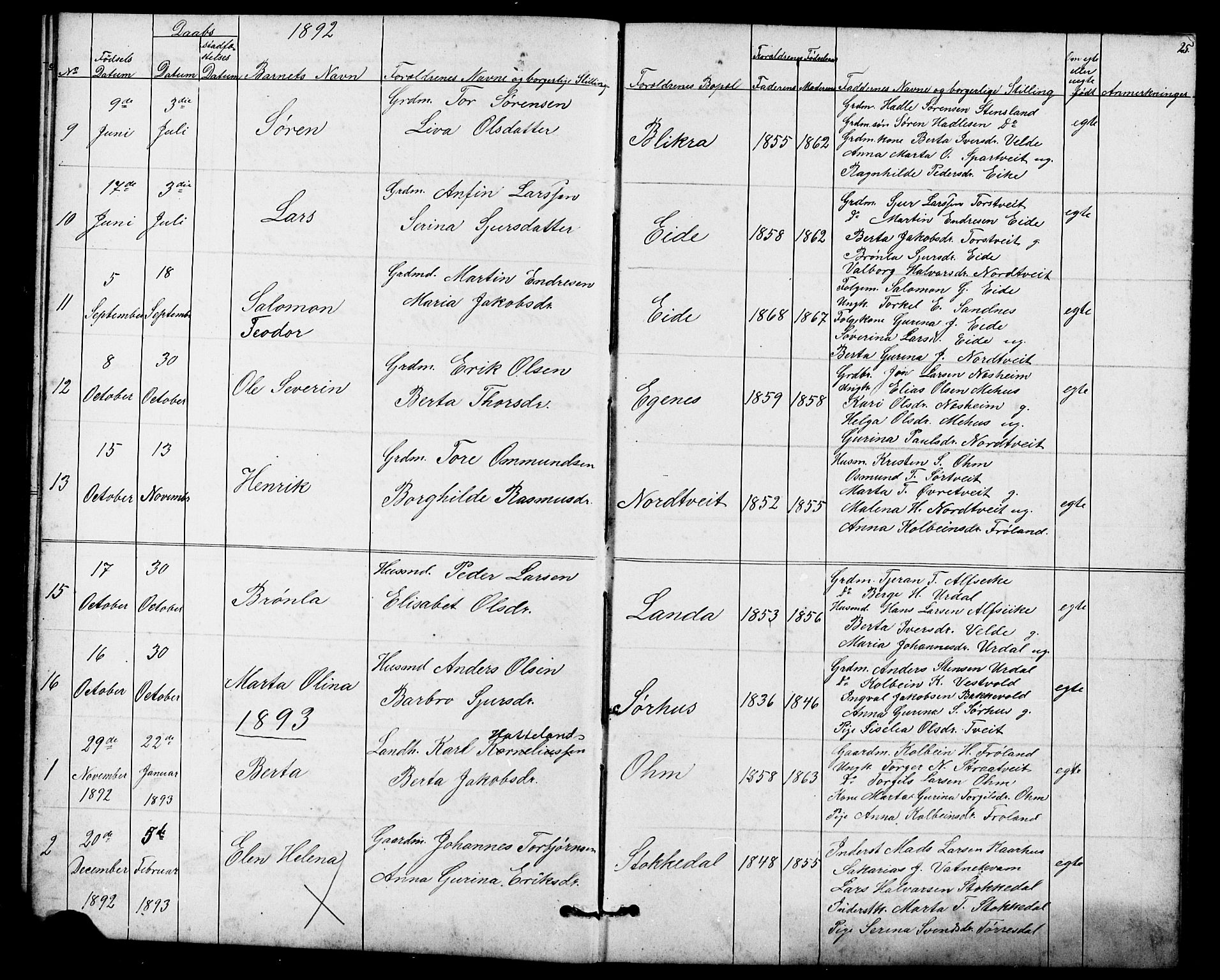 Skjold sokneprestkontor, SAST/A-101847/H/Ha/Hab/L0006: Parish register (copy) no. B 6, 1881-1913, p. 25
