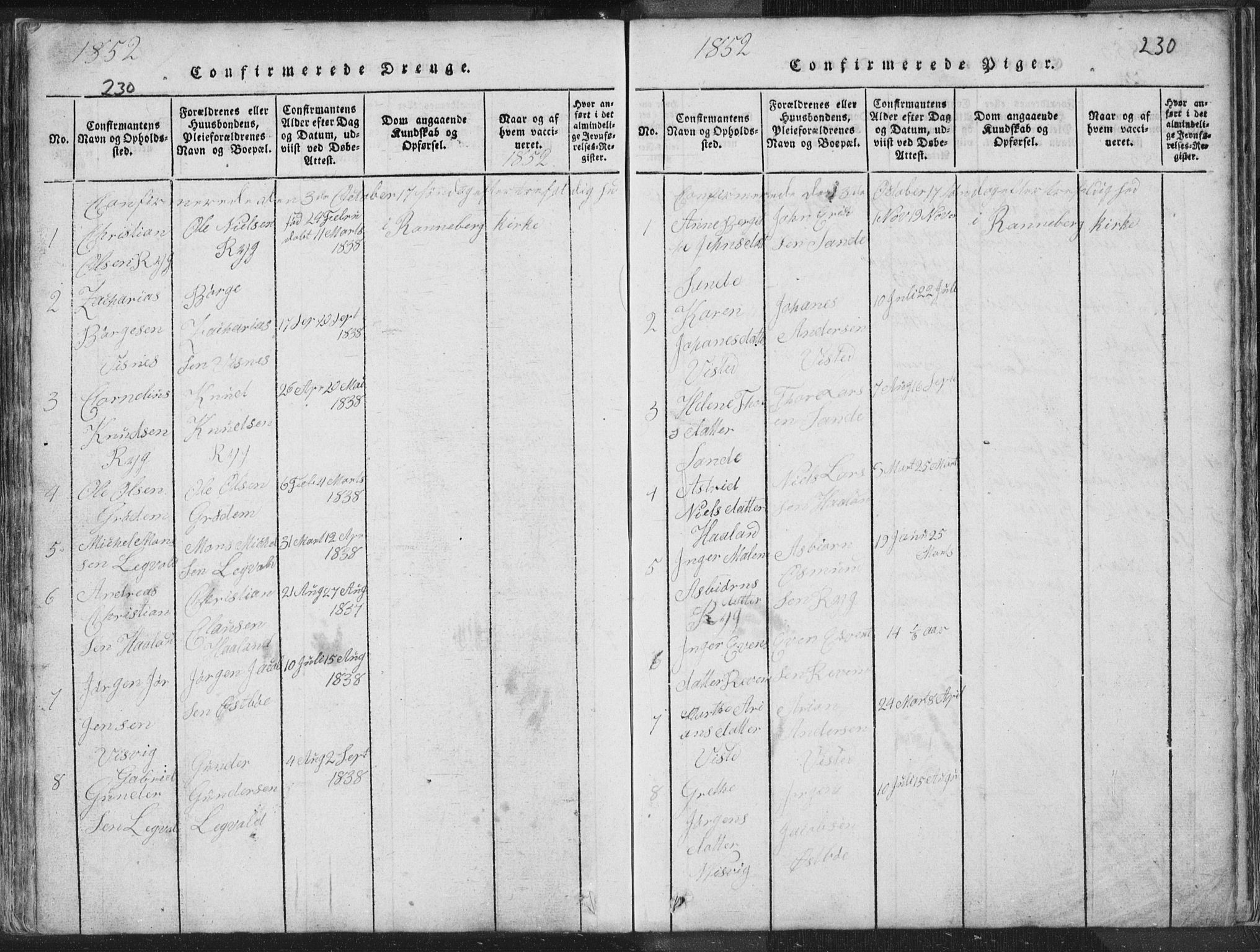 Hetland sokneprestkontor, SAST/A-101826/30/30BA/L0001: Parish register (official) no. A 1, 1816-1856, p. 230