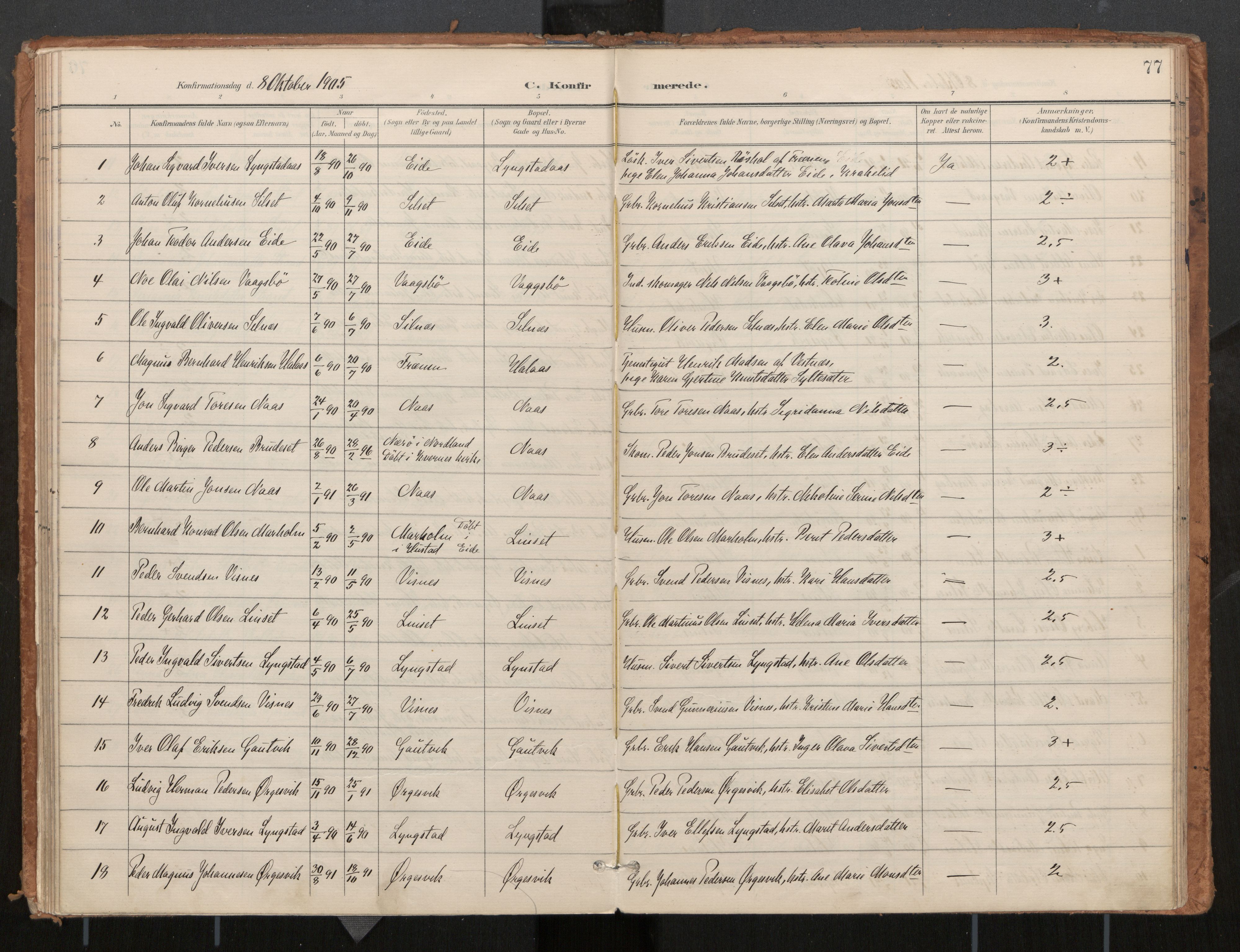 Ministerialprotokoller, klokkerbøker og fødselsregistre - Møre og Romsdal, AV/SAT-A-1454/571/L0836a: Parish register (official) no. 571A02, 1898-1910, p. 77