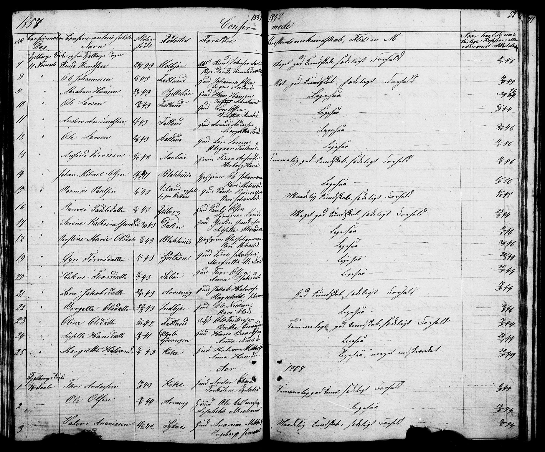 Fjelberg sokneprestembete, SAB/A-75201/H/Hab: Parish register (copy) no. A 2, 1851-1864, p. 52