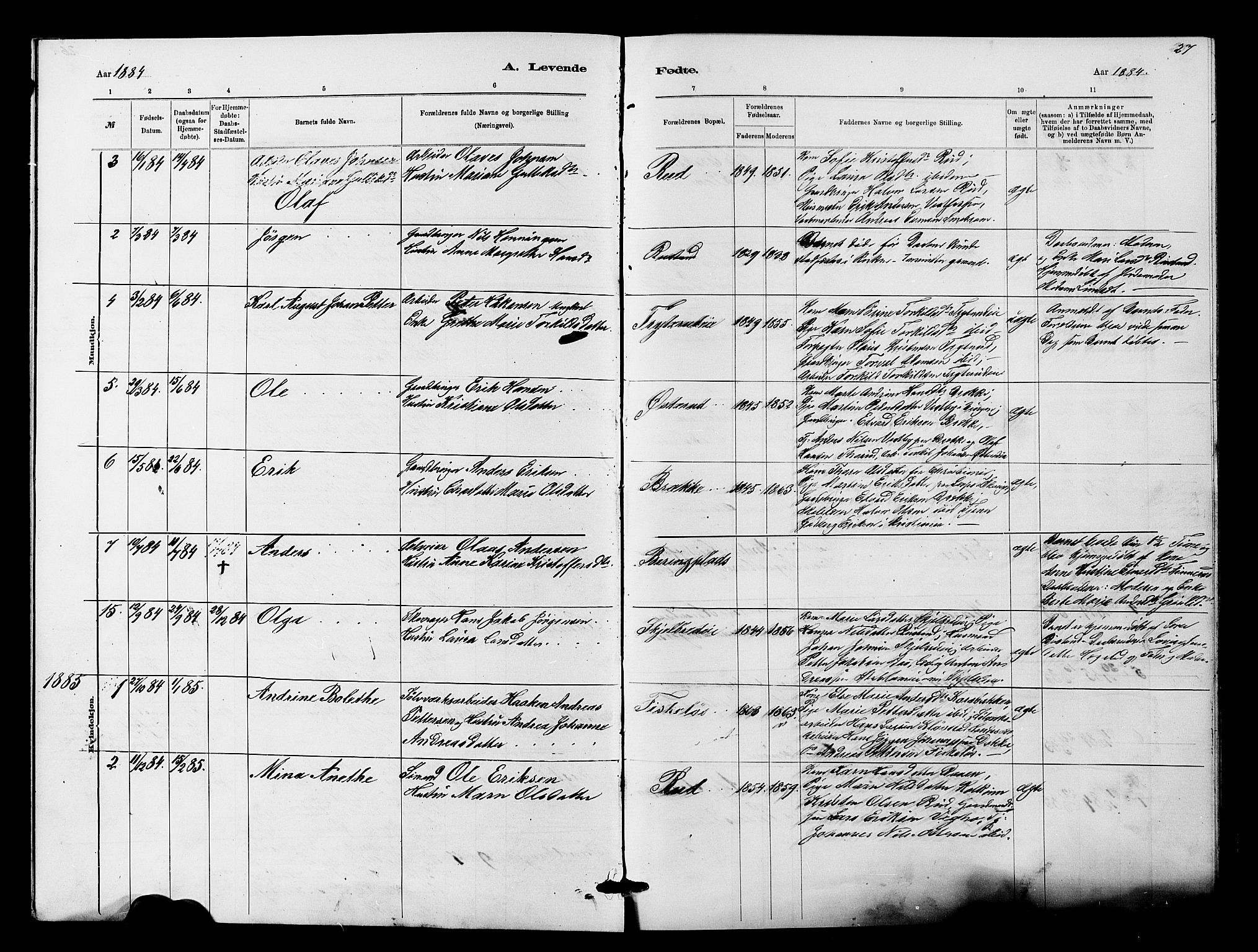 Fiskum kirkebøker, SAKO/A-15/G/Ga/L0004: Parish register (copy) no. 4, 1878-1887, p. 27