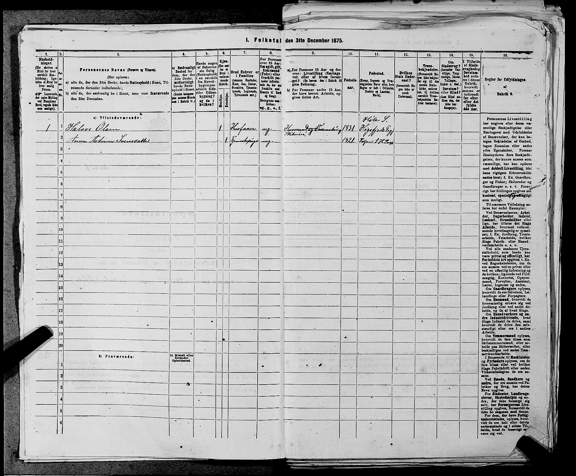 SAST, 1875 census for 1128P Høgsfjord, 1875, p. 779