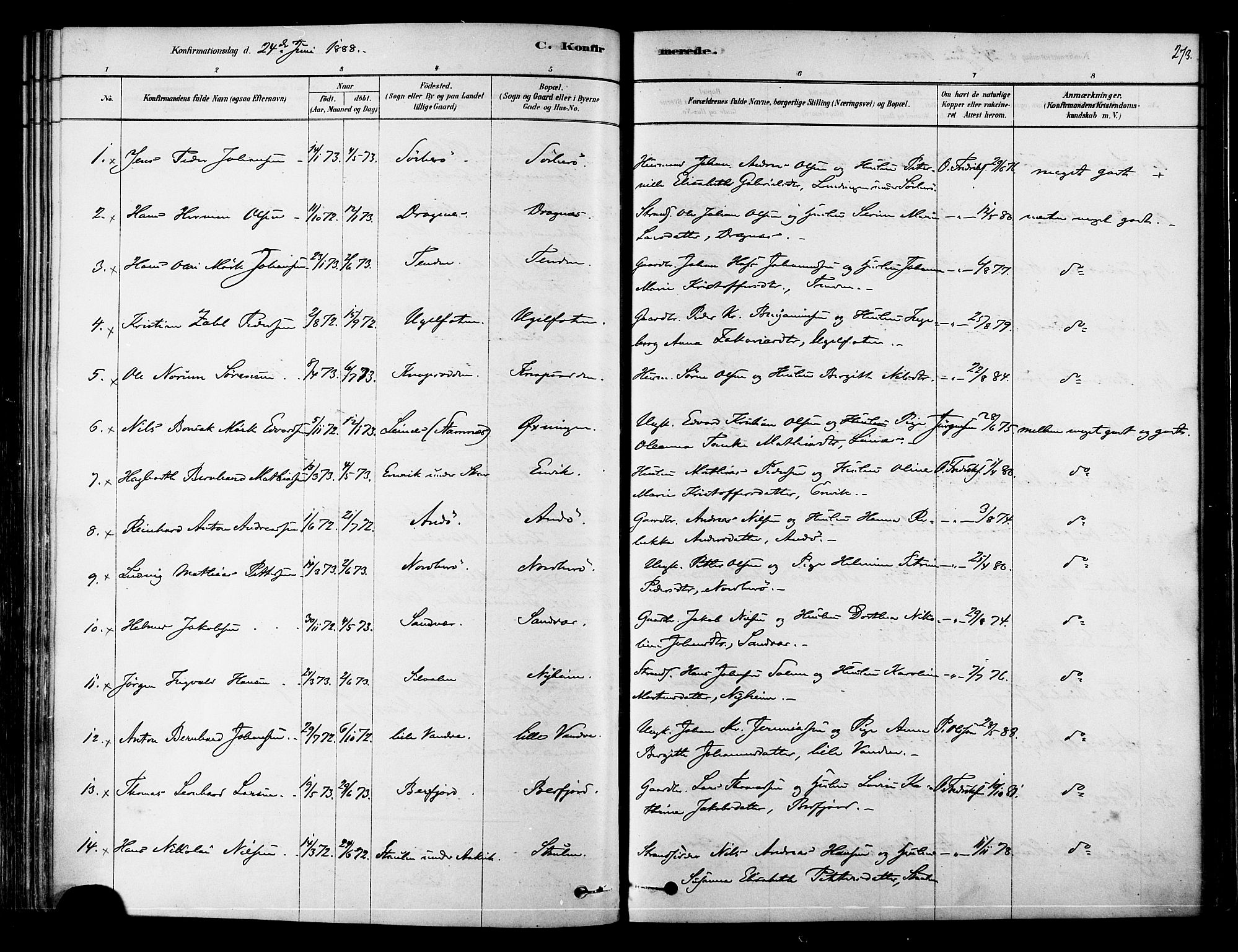 Ministerialprotokoller, klokkerbøker og fødselsregistre - Nordland, SAT/A-1459/834/L0507: Parish register (official) no. 834A05, 1878-1892, p. 273