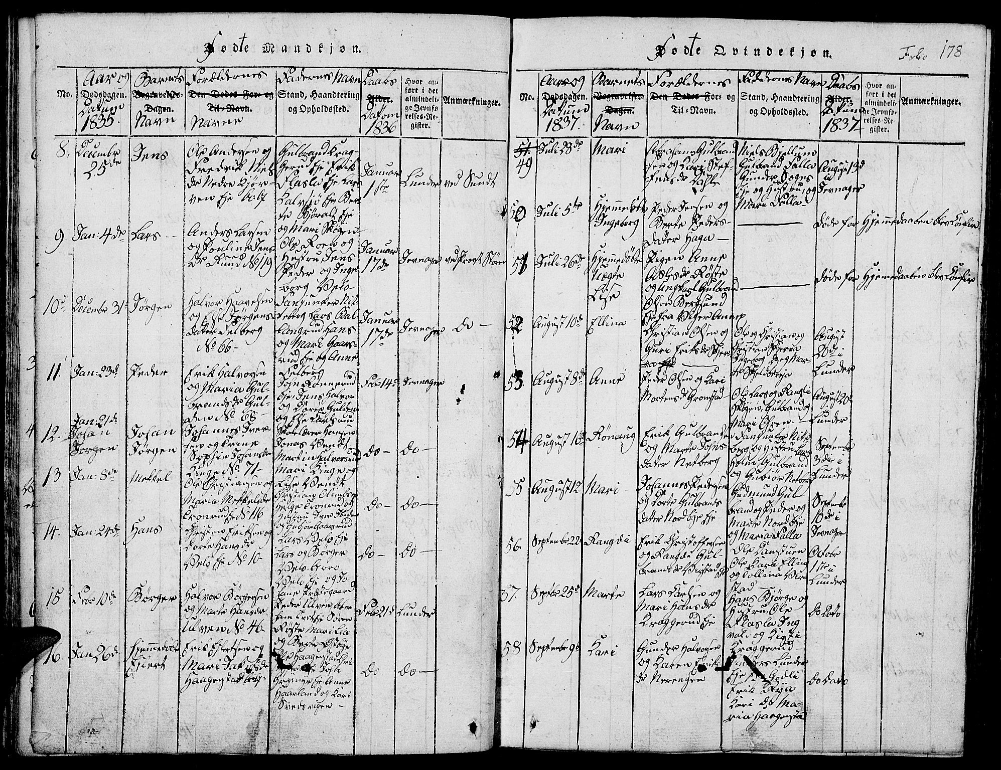 Jevnaker prestekontor, SAH/PREST-116/H/Ha/Hab/L0001: Parish register (copy) no. 1, 1815-1837, p. 178