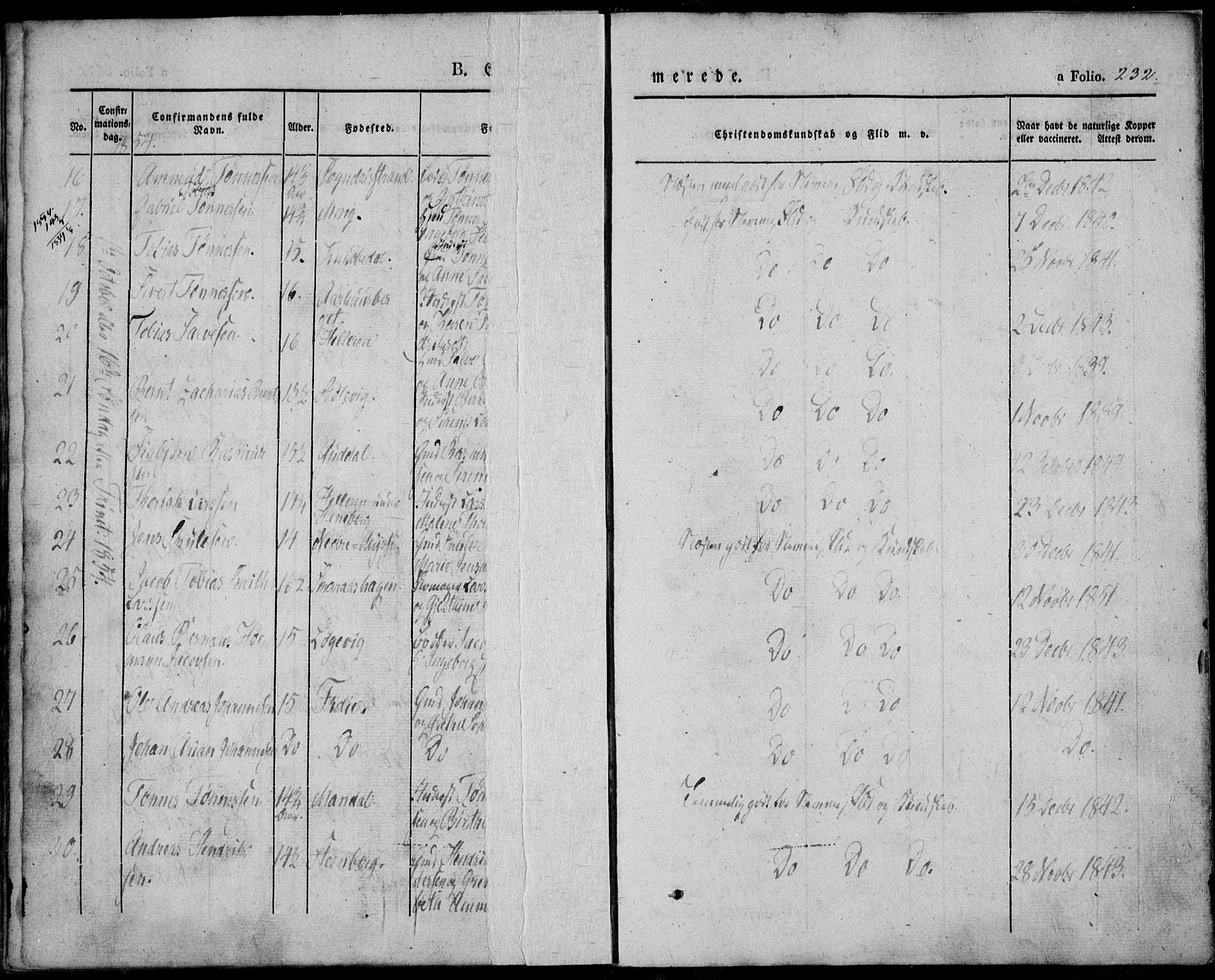 Sokndal sokneprestkontor, AV/SAST-A-101808: Parish register (official) no. A 8.1, 1842-1857, p. 232