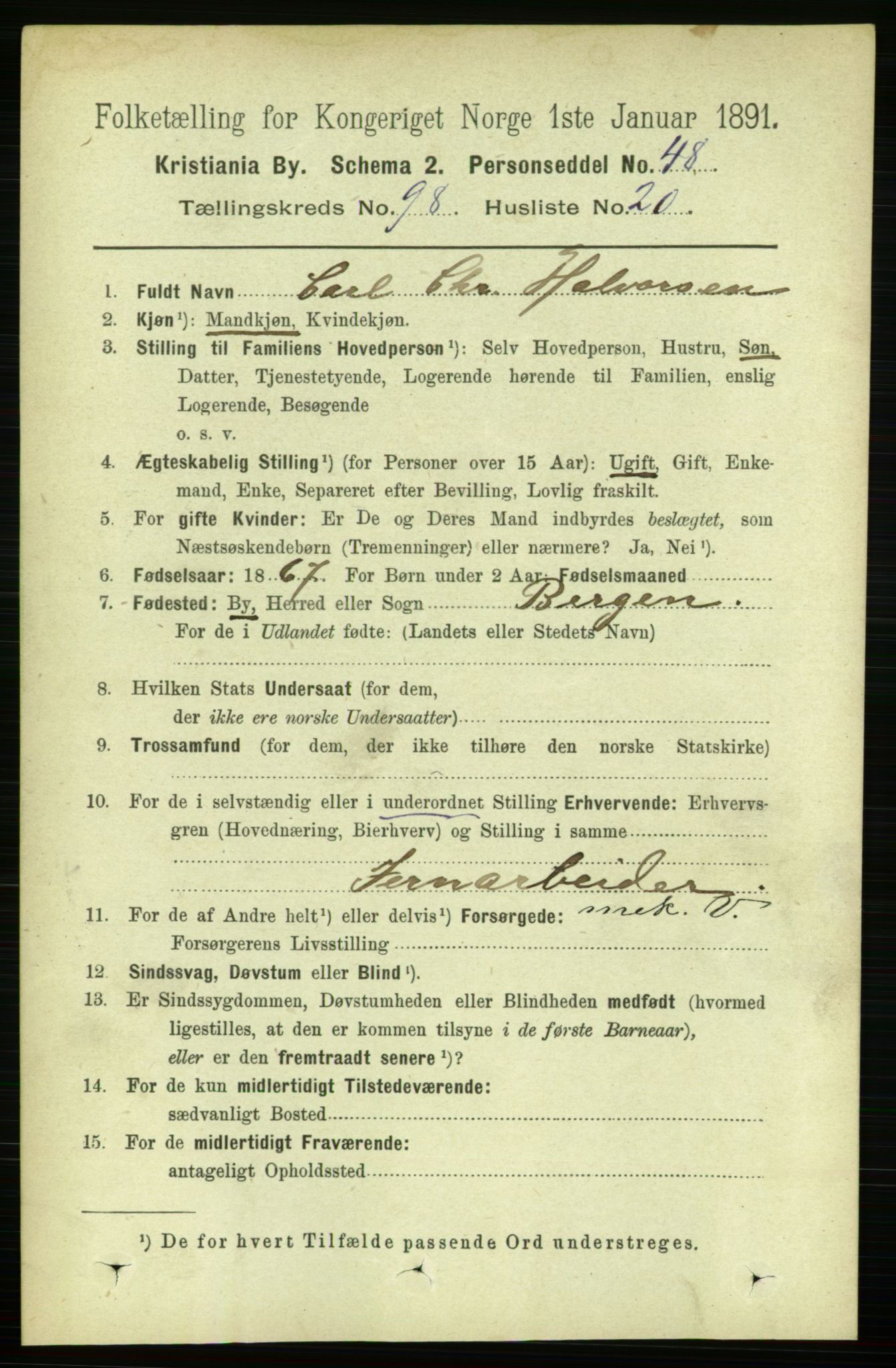 RA, 1891 census for 0301 Kristiania, 1891, p. 48376