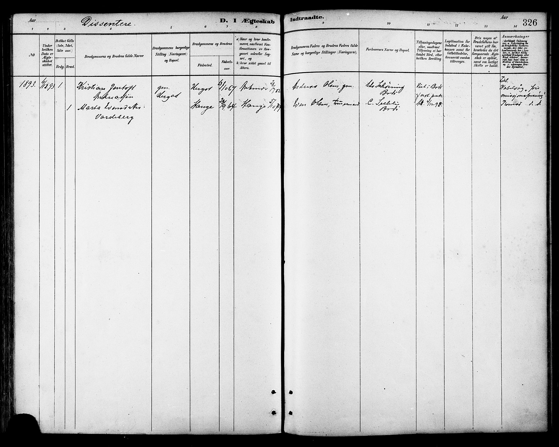 Ministerialprotokoller, klokkerbøker og fødselsregistre - Nordland, SAT/A-1459/866/L0938: Parish register (official) no. 866A01, 1879-1893, p. 326