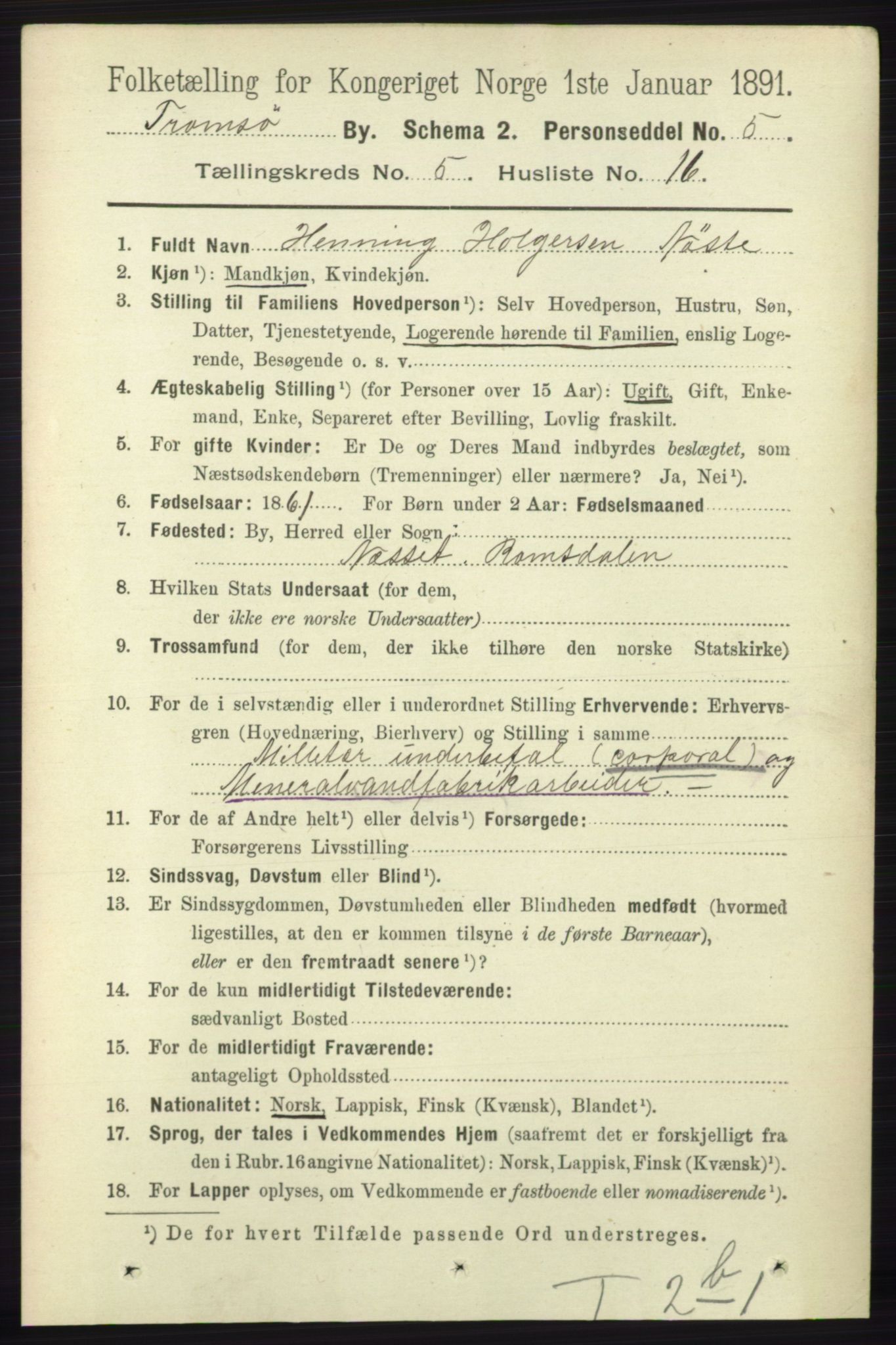 RA, 1891 census for 1902 Tromsø, 1891, p. 5038