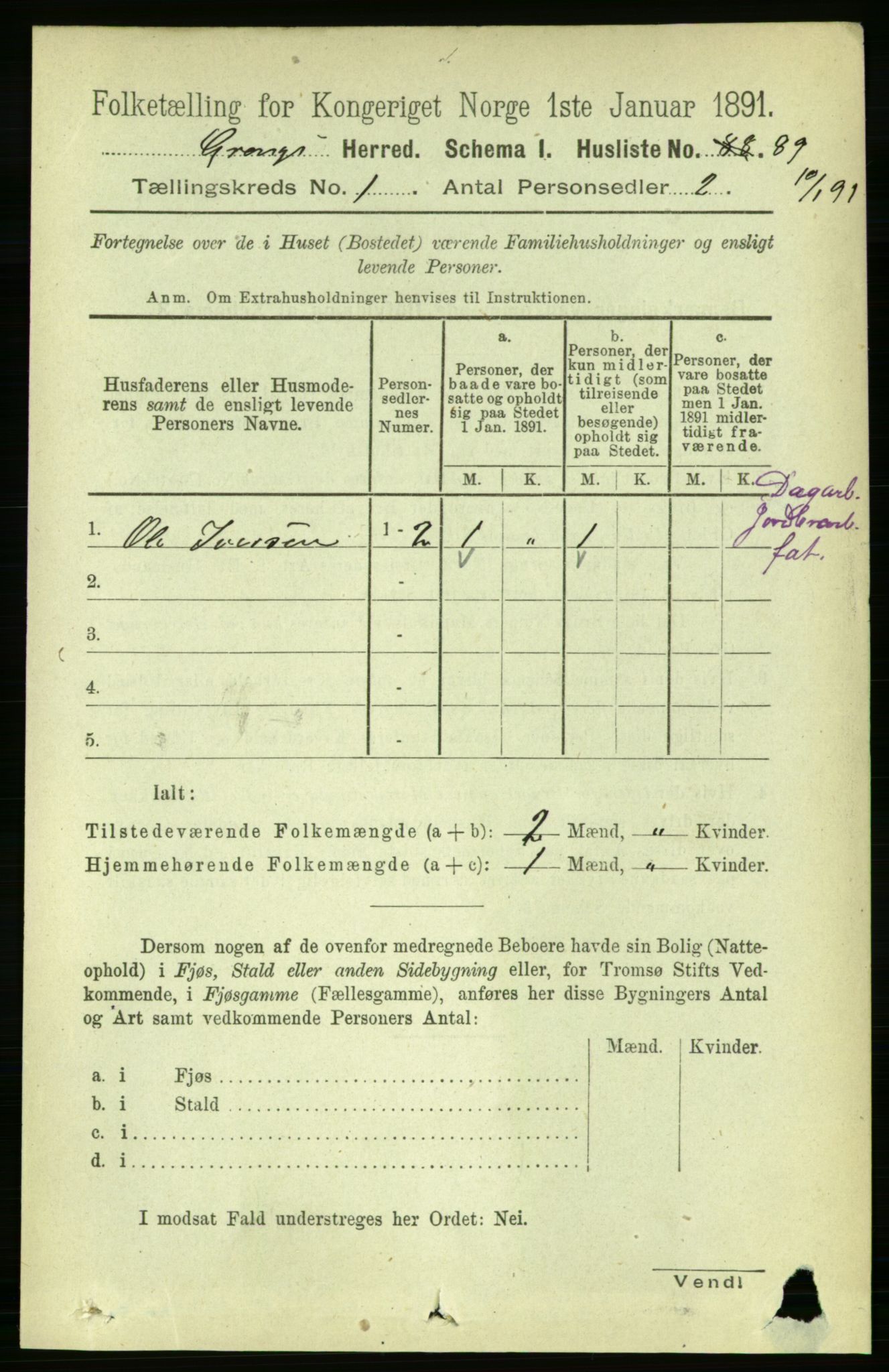 RA, 1891 census for 1742 Grong, 1891, p. 118