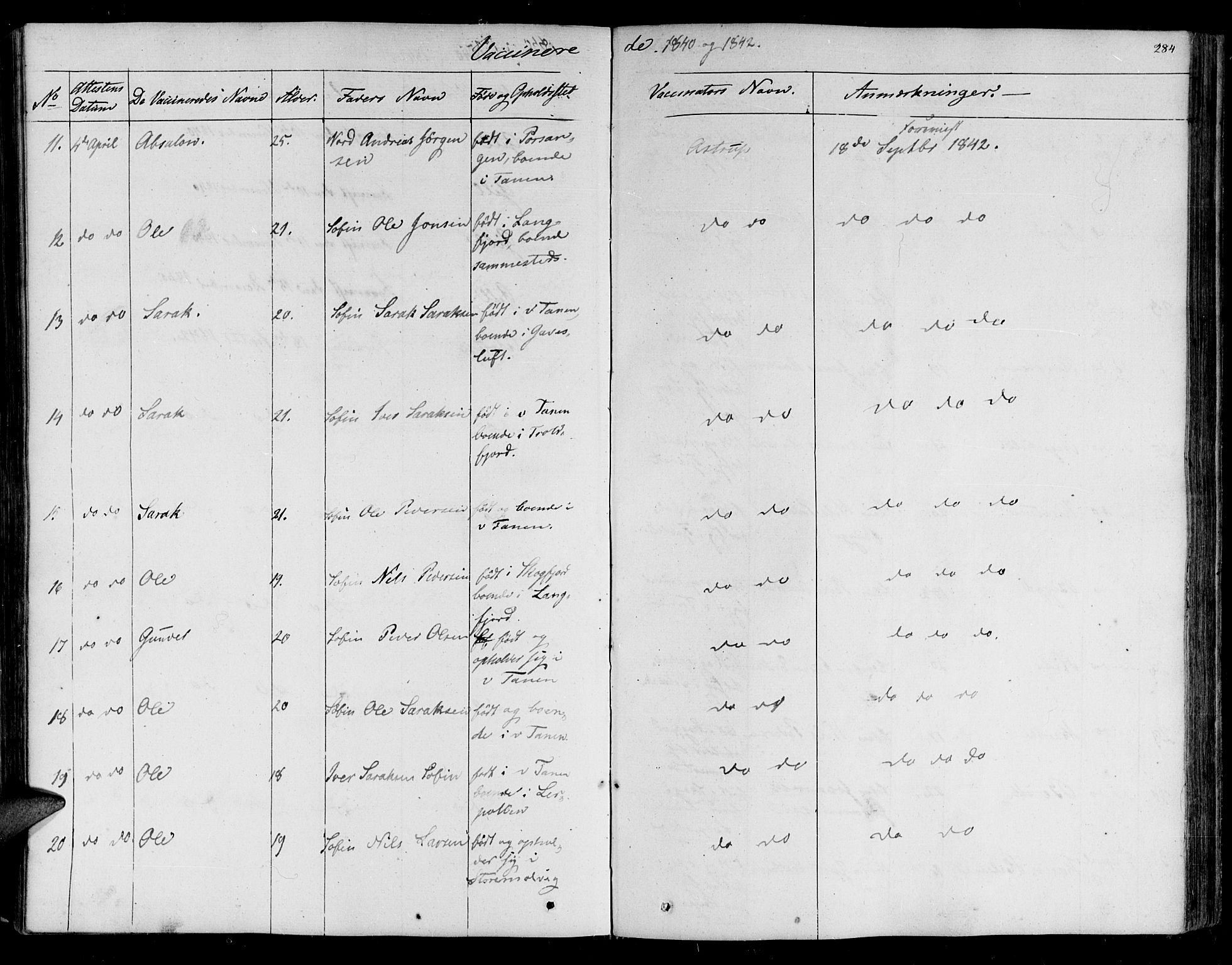 Lebesby sokneprestkontor, AV/SATØ-S-1353/H/Ha/L0003kirke: Parish register (official) no. 3, 1833-1852, p. 284