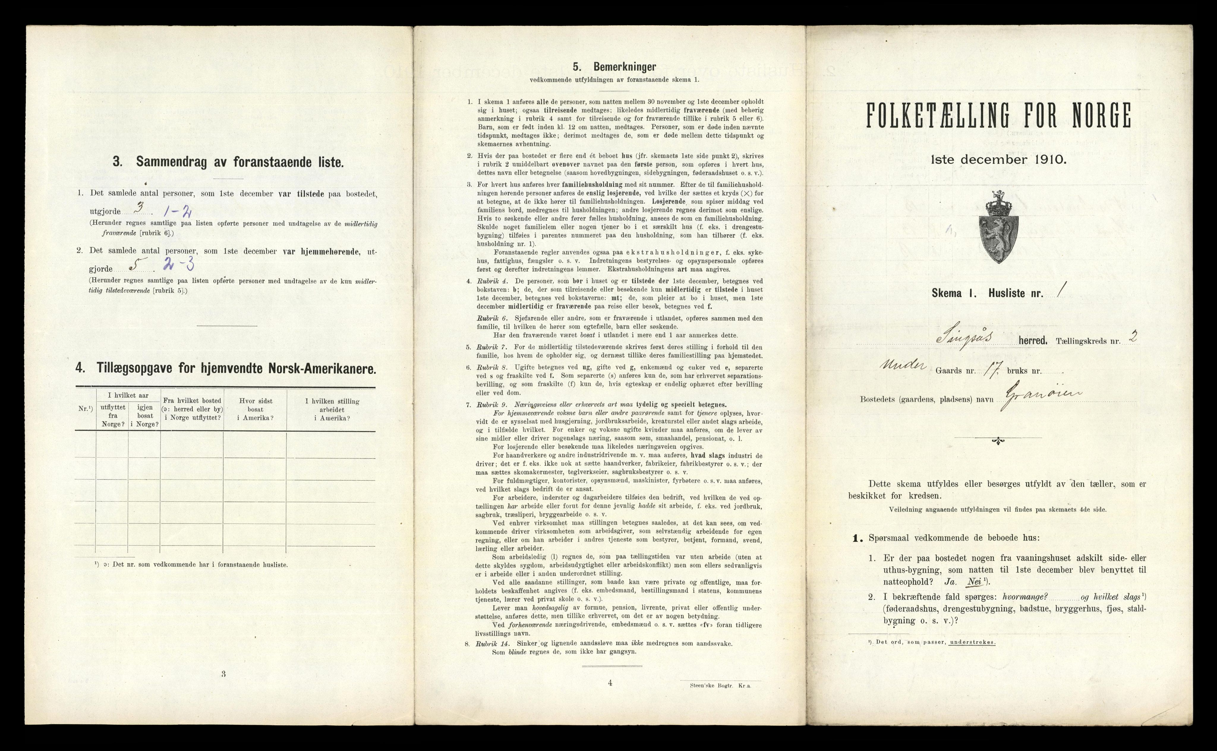 RA, 1910 census for Singsås, 1910, p. 96