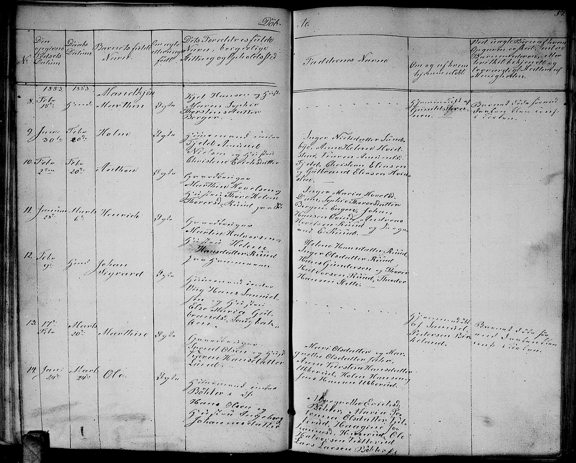 Enebakk prestekontor Kirkebøker, AV/SAO-A-10171c/G/Ga/L0004: Parish register (copy) no. I 4, 1850-1866, p. 57