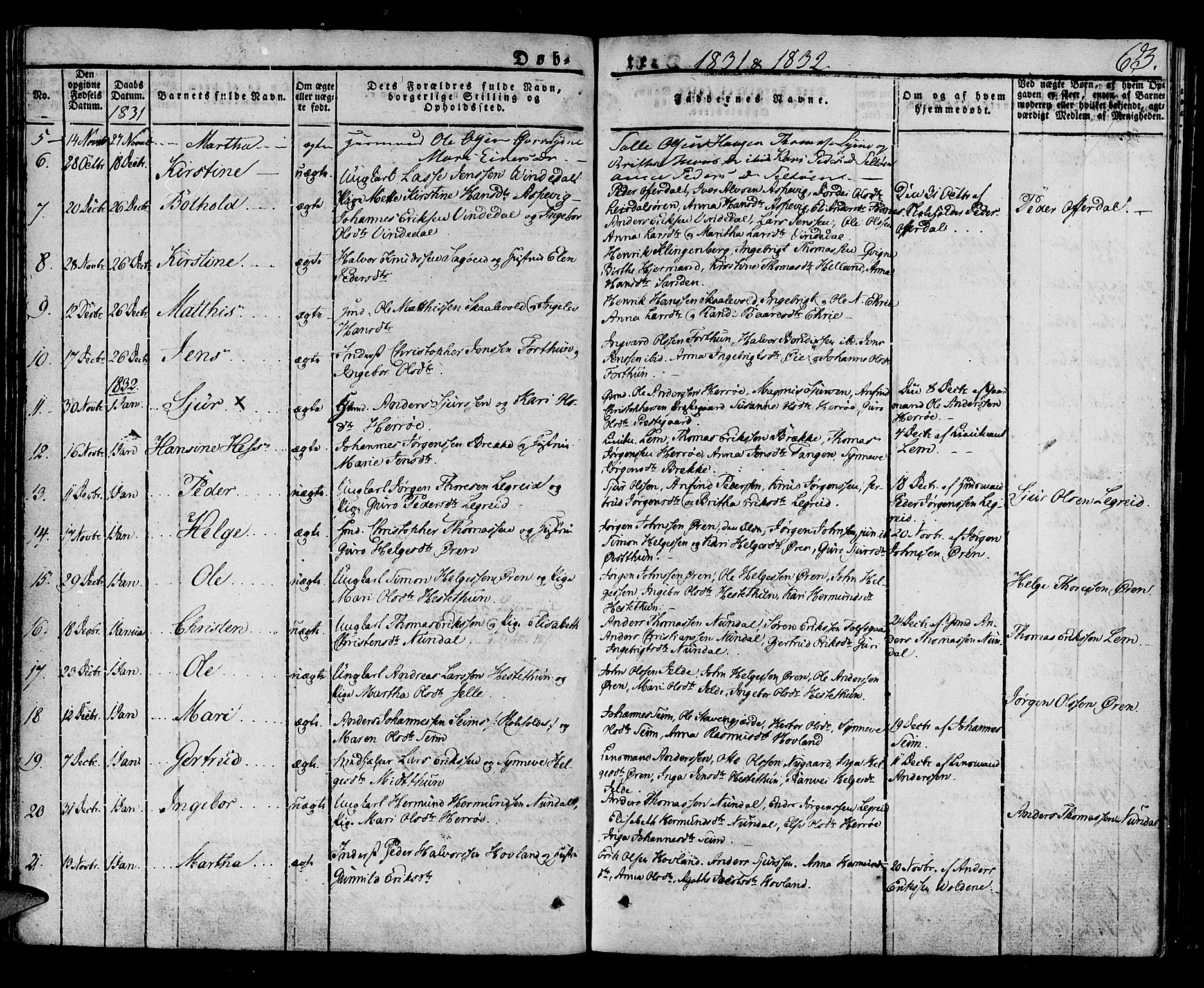 Lærdal sokneprestembete, SAB/A-81201: Parish register (official) no. A 5, 1822-1834, p. 63