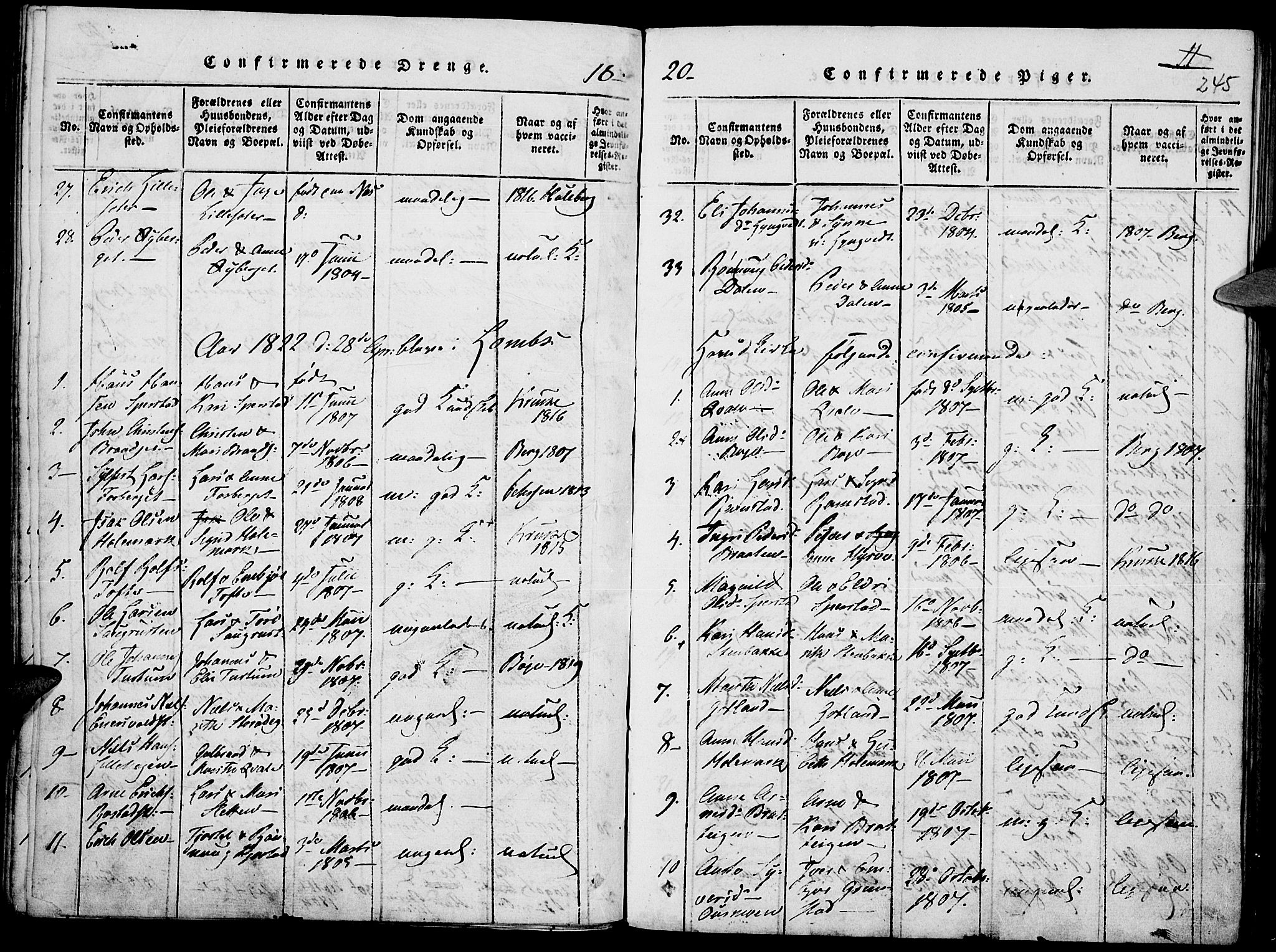Lom prestekontor, SAH/PREST-070/K/L0004: Parish register (official) no. 4, 1815-1825, p. 245
