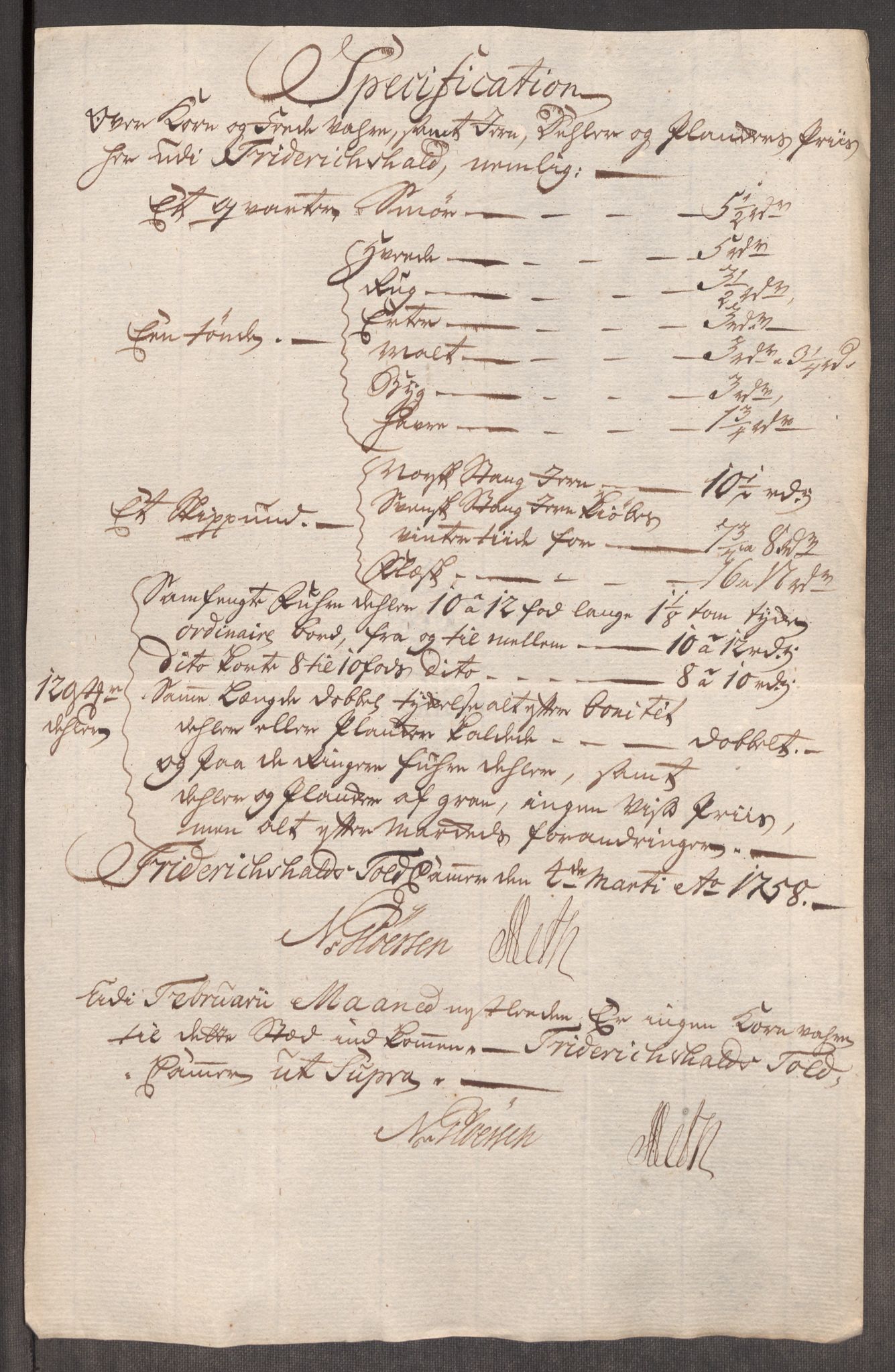 Rentekammeret inntil 1814, Realistisk ordnet avdeling, RA/EA-4070/Oe/L0006: [Ø1]: Priskuranter, 1758-1760, p. 5