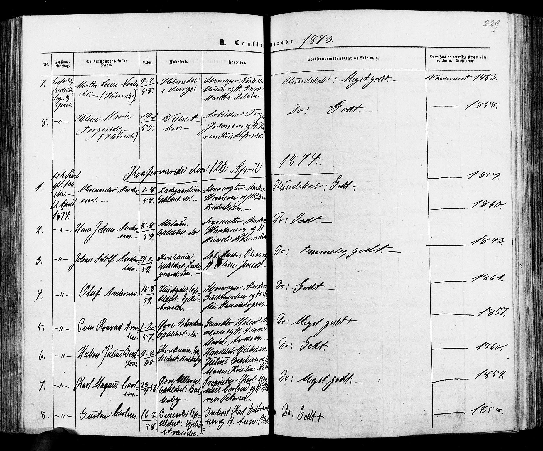 Vestre Aker prestekontor Kirkebøker, SAO/A-10025/F/Fa/L0005: Parish register (official) no. 5, 1859-1877, p. 229