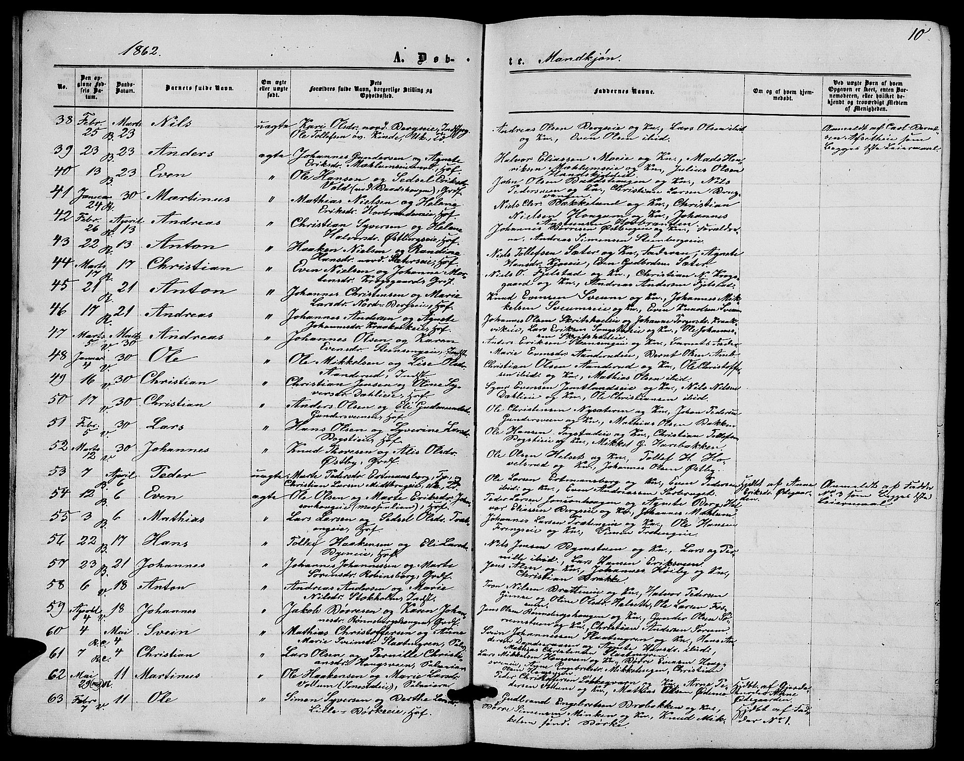 Ringsaker prestekontor, AV/SAH-PREST-014/L/La/L0007: Parish register (copy) no. 7, 1861-1869, p. 10